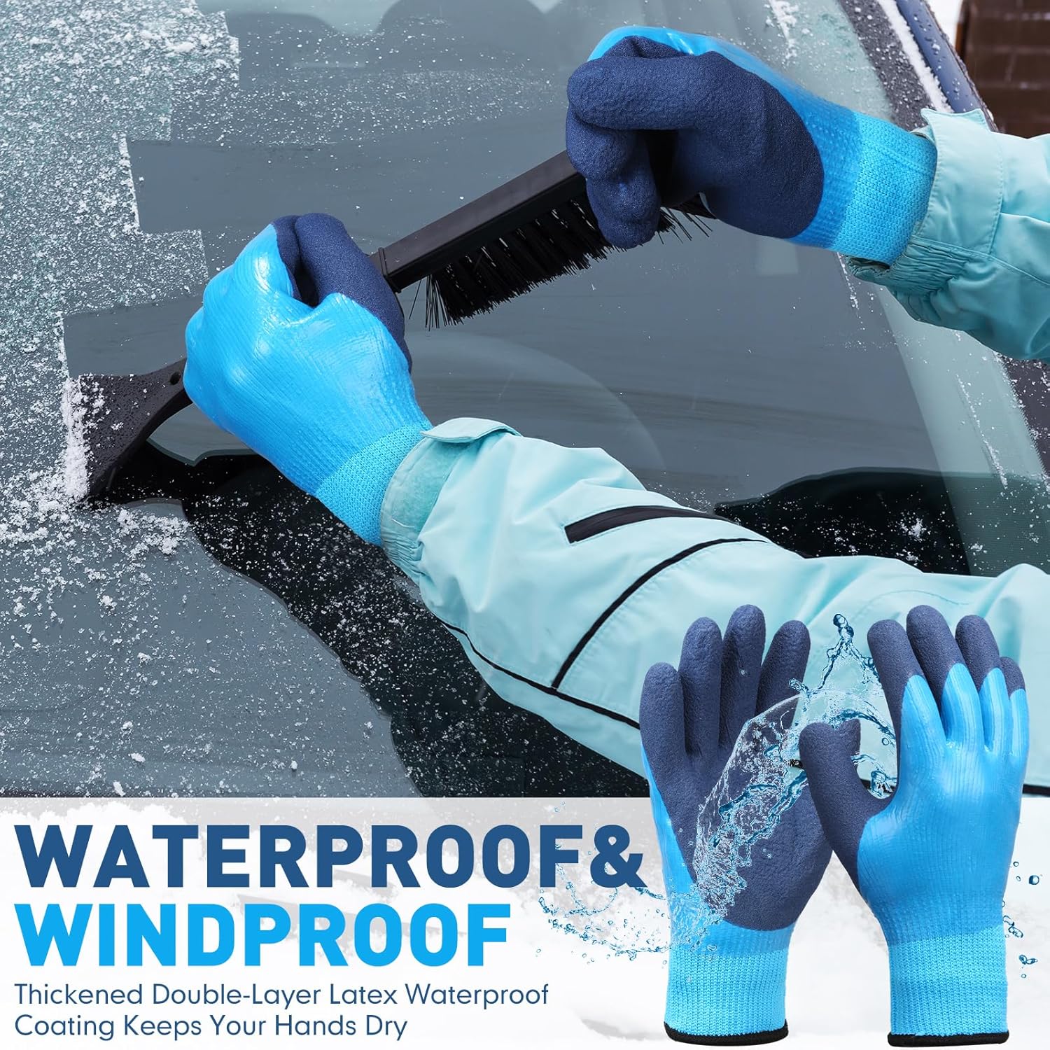 100 Pairs Waterproof Safety Winter Work Gloves with Grip for Men Plush Warmth Thickened Freezer Gloves Keep Hands Warm for Outdoor Cold Weather Work Below Zero Shoveling Snow, Ice Fishing - Image 4