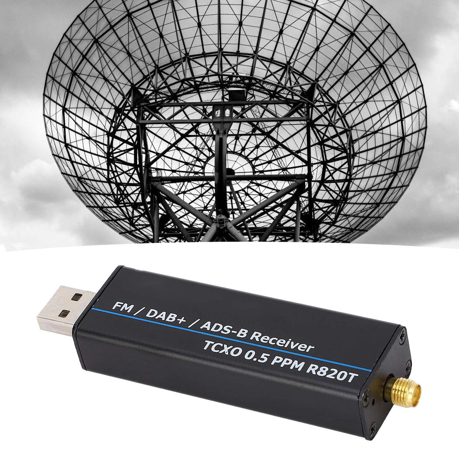 Récepteur RTL SDR, Radio Définie par Logiciel 100KHz à 1766MHz, Radio Définie par Logiciel RTL2832U R820T2 0.5 PPM TCXO USB Pleine Bande