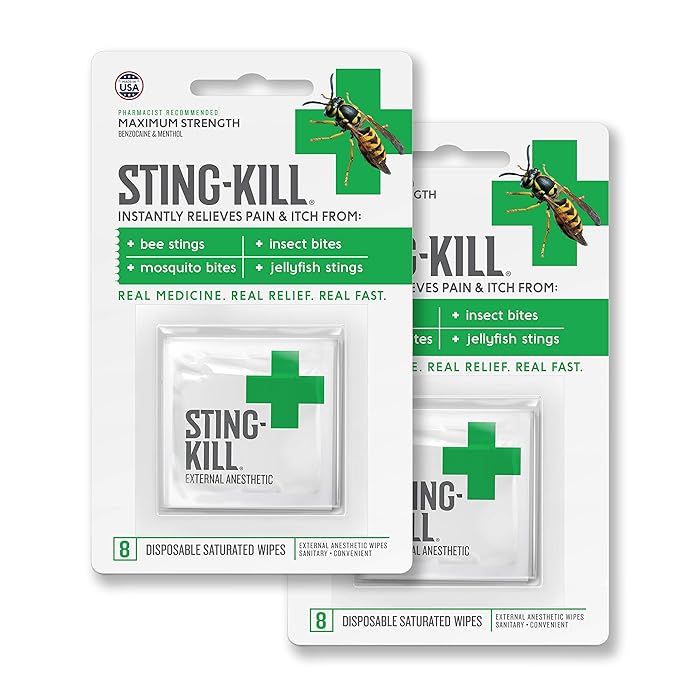 Buy StingKill First Aid Anesthetic Wipes, Instant Pain + Itch Relief