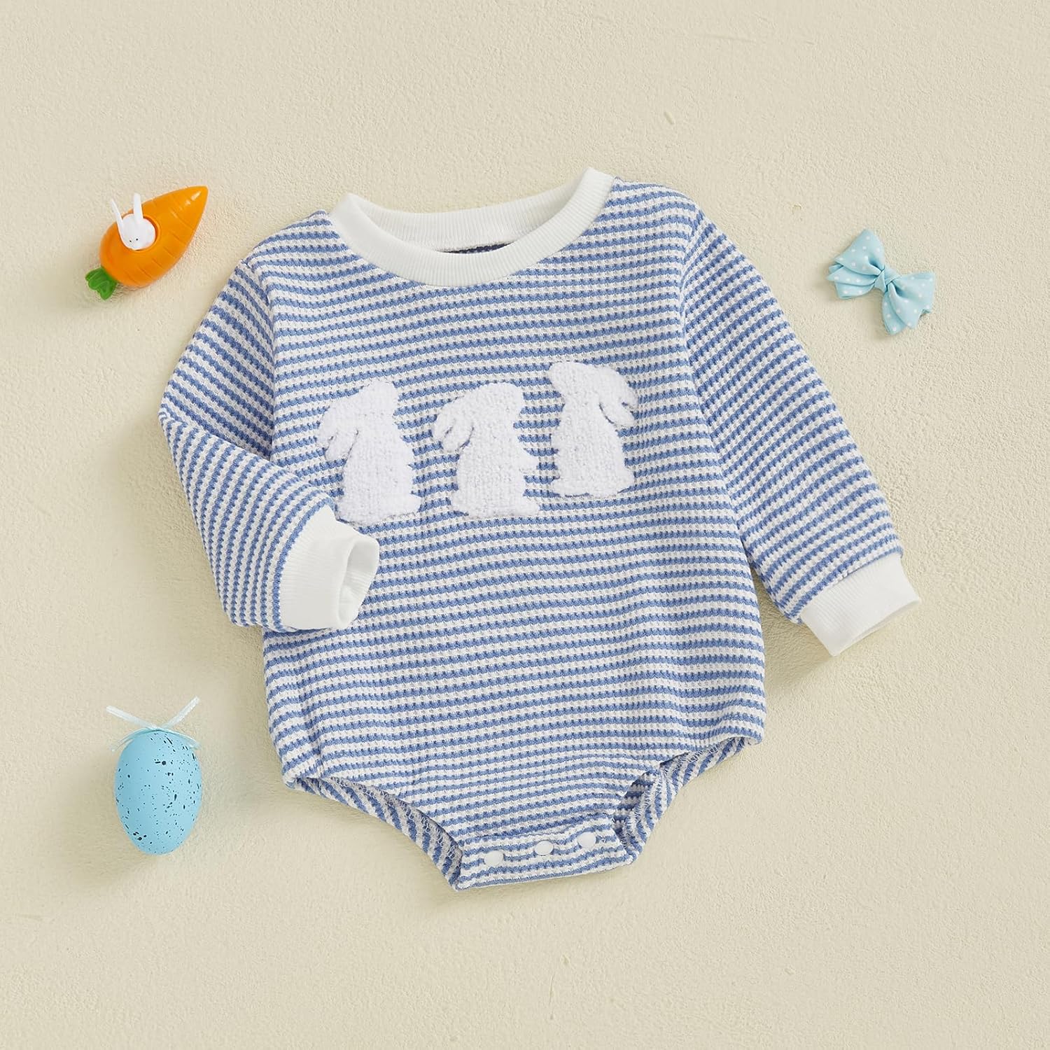 VISGOGO Baby Sweatshirt Romper Striped Heart/Clover Waffle St.Patrick Day Long Sleeve Irish Onesie Jumpsuits - Image 3