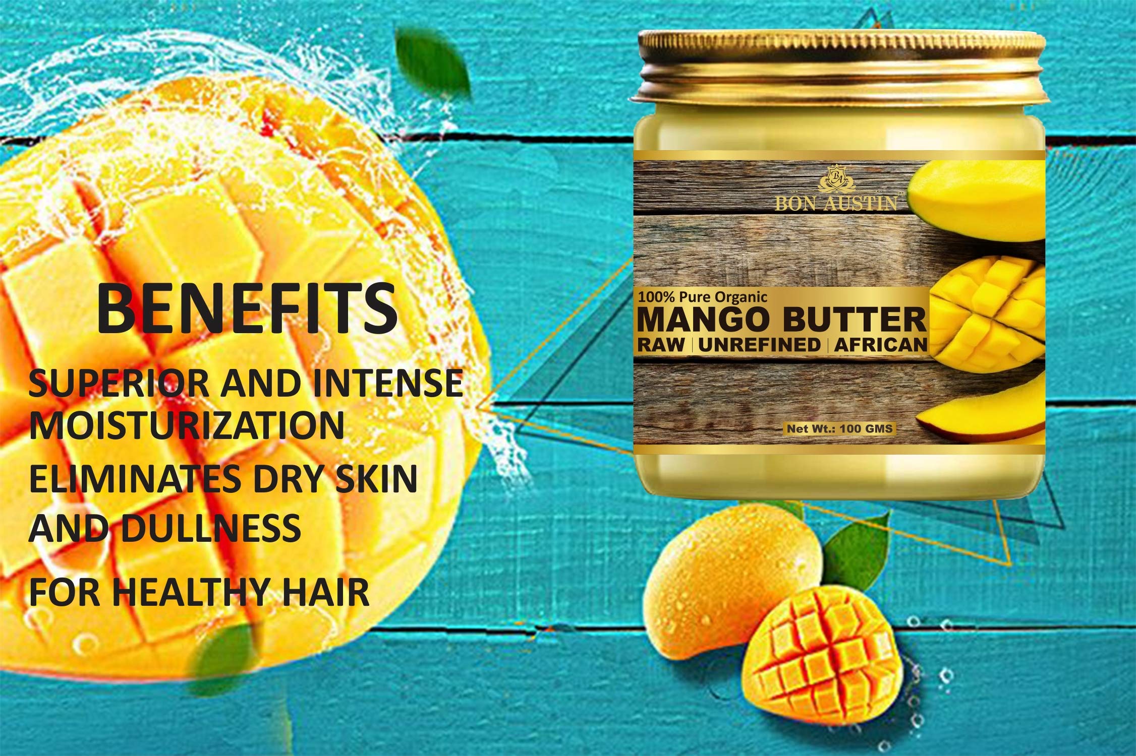 Bon Austin 100% Pure and Natural Mango Butter For - RAW, UNREFINED & AFRICAN- For Moisturization of Body and Skin (100 gms) 2
