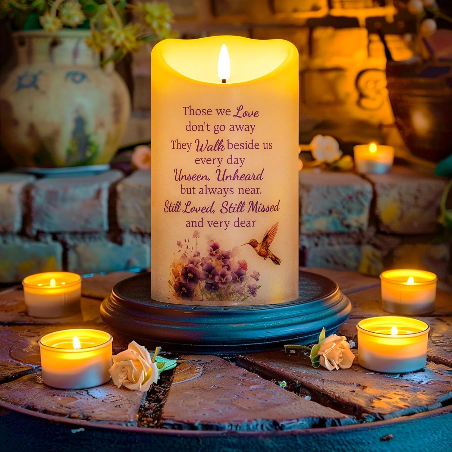 Hummingbird Flameless Memorial Candle, Real Wax LED Light with Remote for Loss of Loved One, Mother, Father - Remembrance Gift (4" x 7") - Image 4