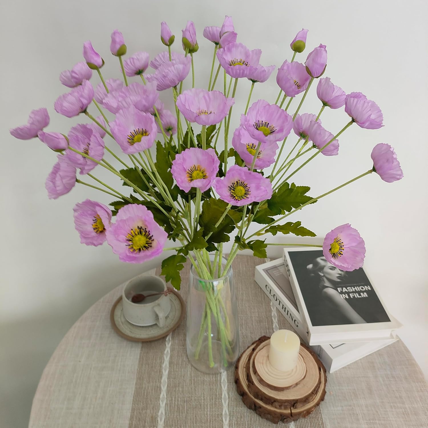 ATFL Light Purple Poppy Flowers Artificial for Wedding Decorations,12 Pcs Fake Faux Silk Poppies Bulk for Home Decor Table Centerpieces Floral Arrangement( 23.5‘’, Light Purple - Image 4