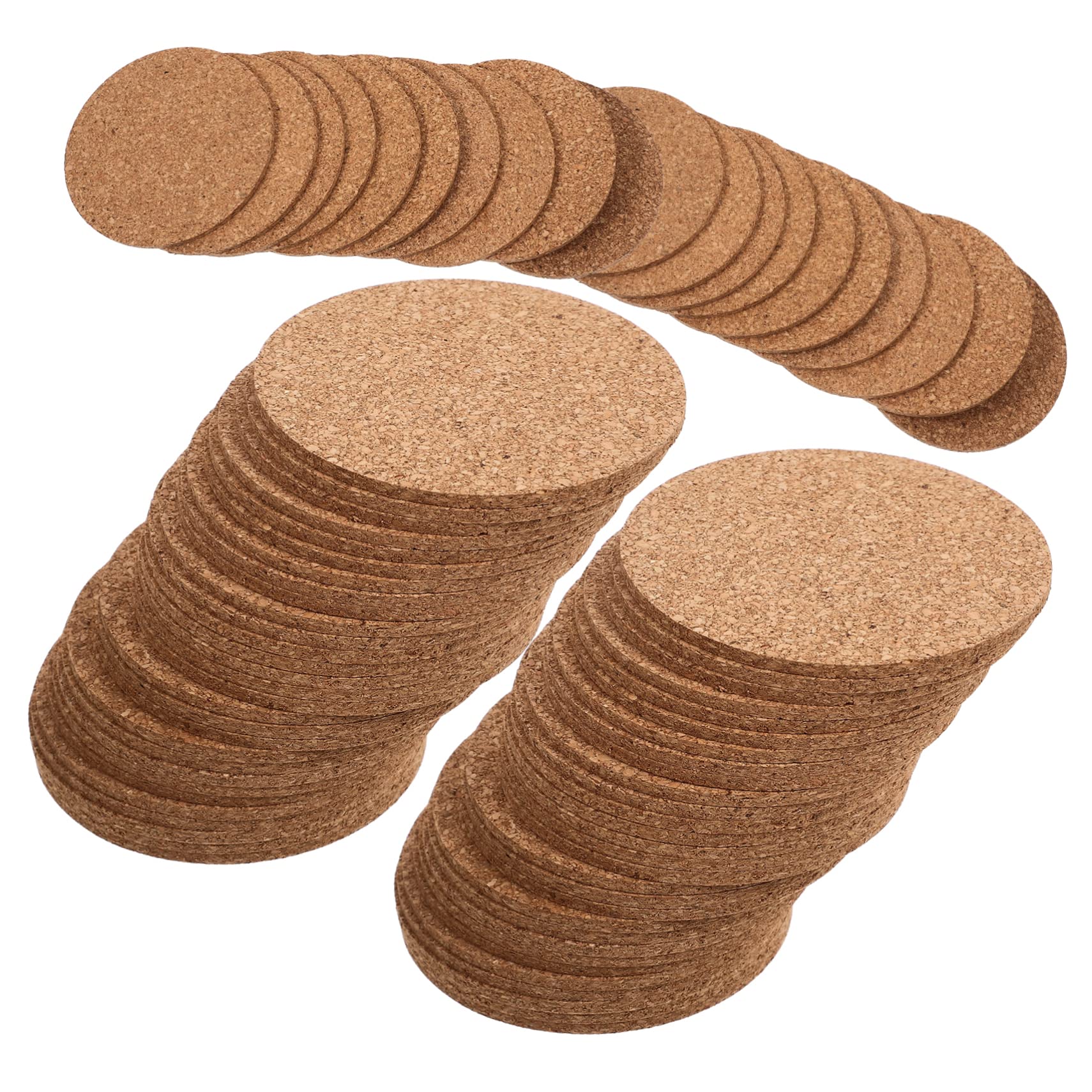 Lot de 100 sous-Verres Ronds en Liège, Surface Lisse, Antidérapants et Résistants la Chaleur, pour Maison, Bricolage et Peinture