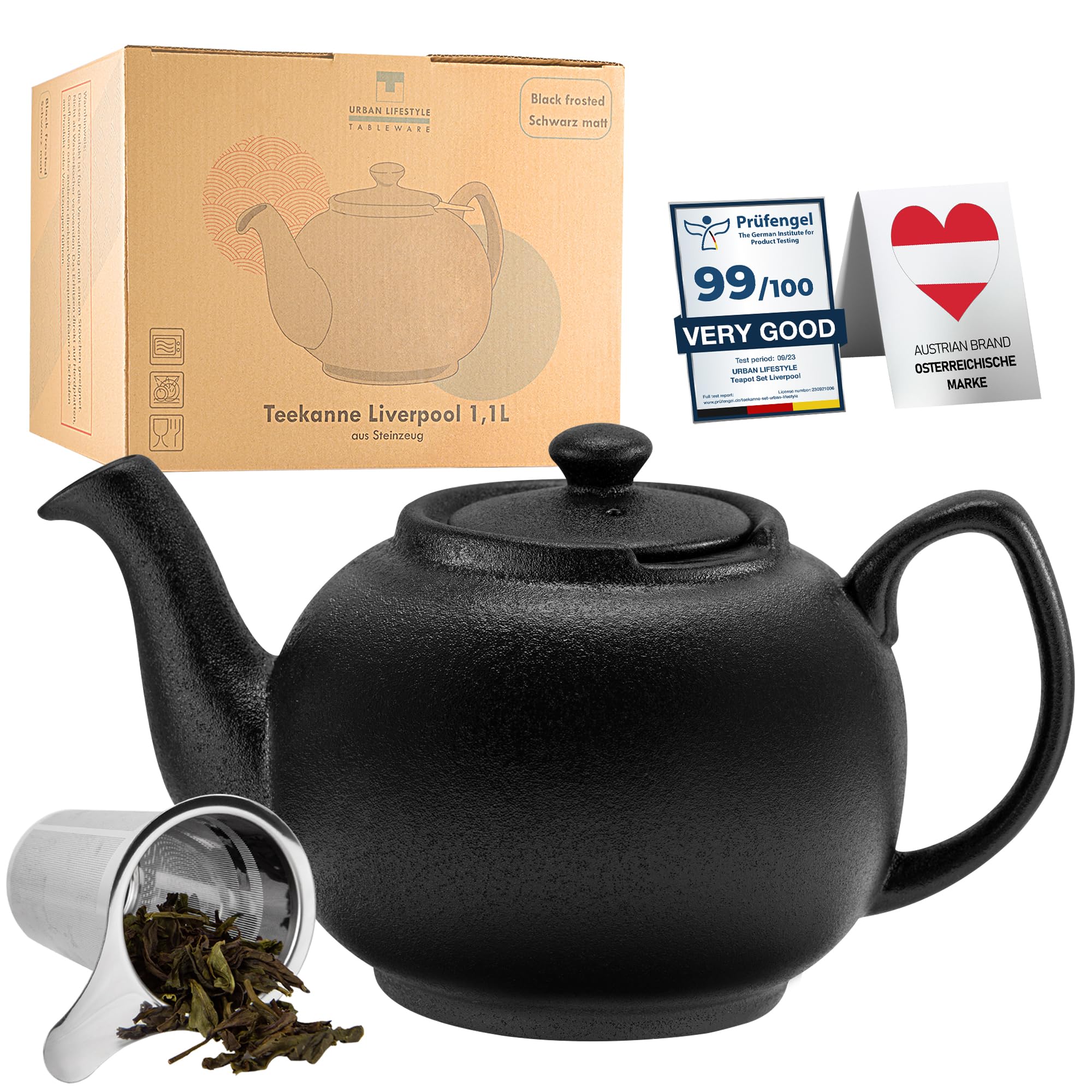 theepot Chicago mat zwart 1.7L theepot Chicago mat zwart 1.7L