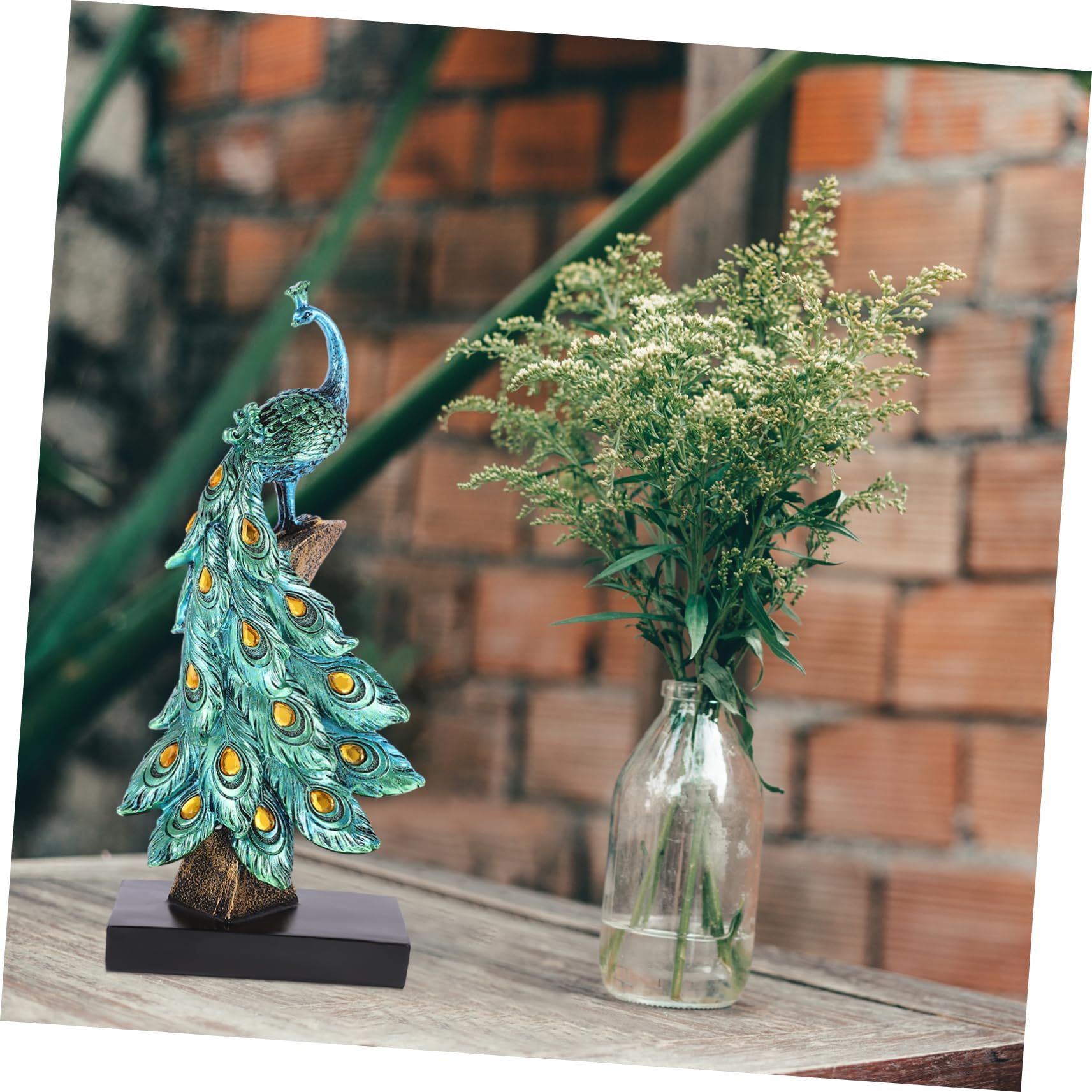 HEMOTON Peacock Statue Outdoor Decor Künstlerische Gartenfigur Wetterfestem Resin für Garten Terrasse und Balkon Einzigartige Deko für Gartenliebhaber