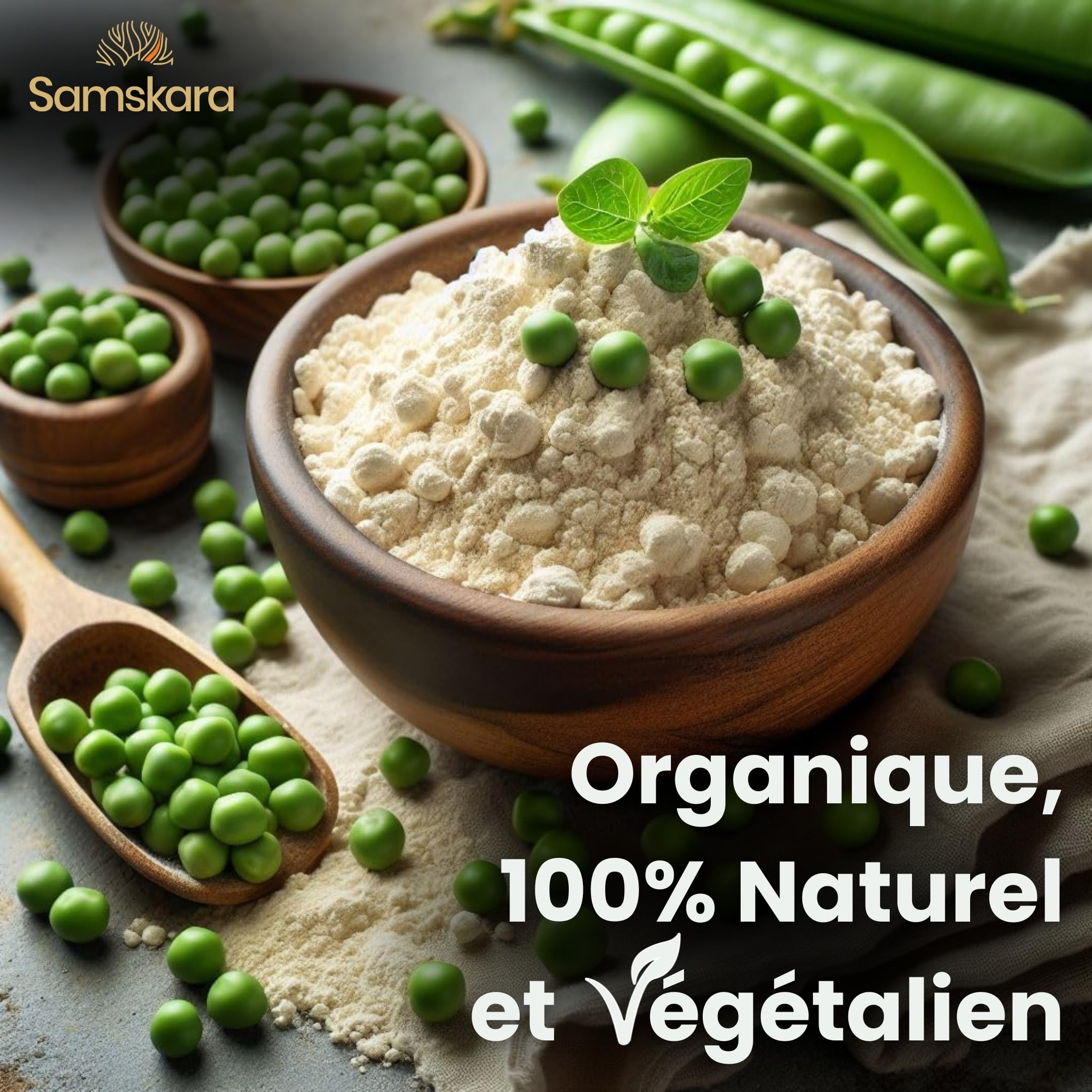 Protéine de Pois Bio Fermentée et Hydrolysée (83%) | Perte de Poids, Musculation, Énergie, Concentration & Digestion Facile | Protéine Végétale Texture Soyeuse, Sans Lactose (1 kg) | Samskara