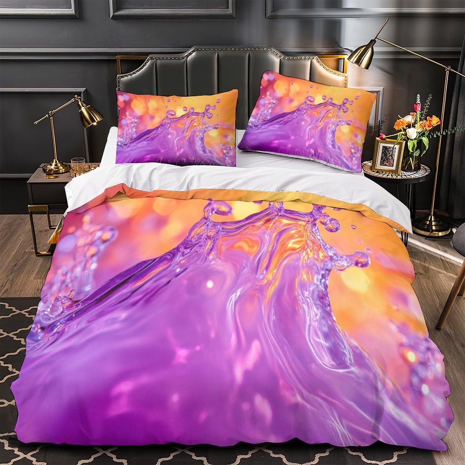Parure de Lit Hypoallergénique Imprimé 3D Housse Couette Microfibre
