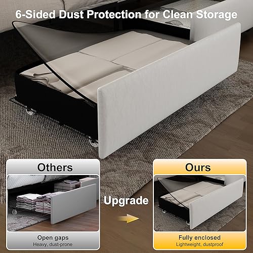 Miniatura 28 de GEGOFORU - Base de cama LED Queen con 4 cajones de almacenamiento, con control inteligente RGBW luces LED cabecera, control de color bricolaje,