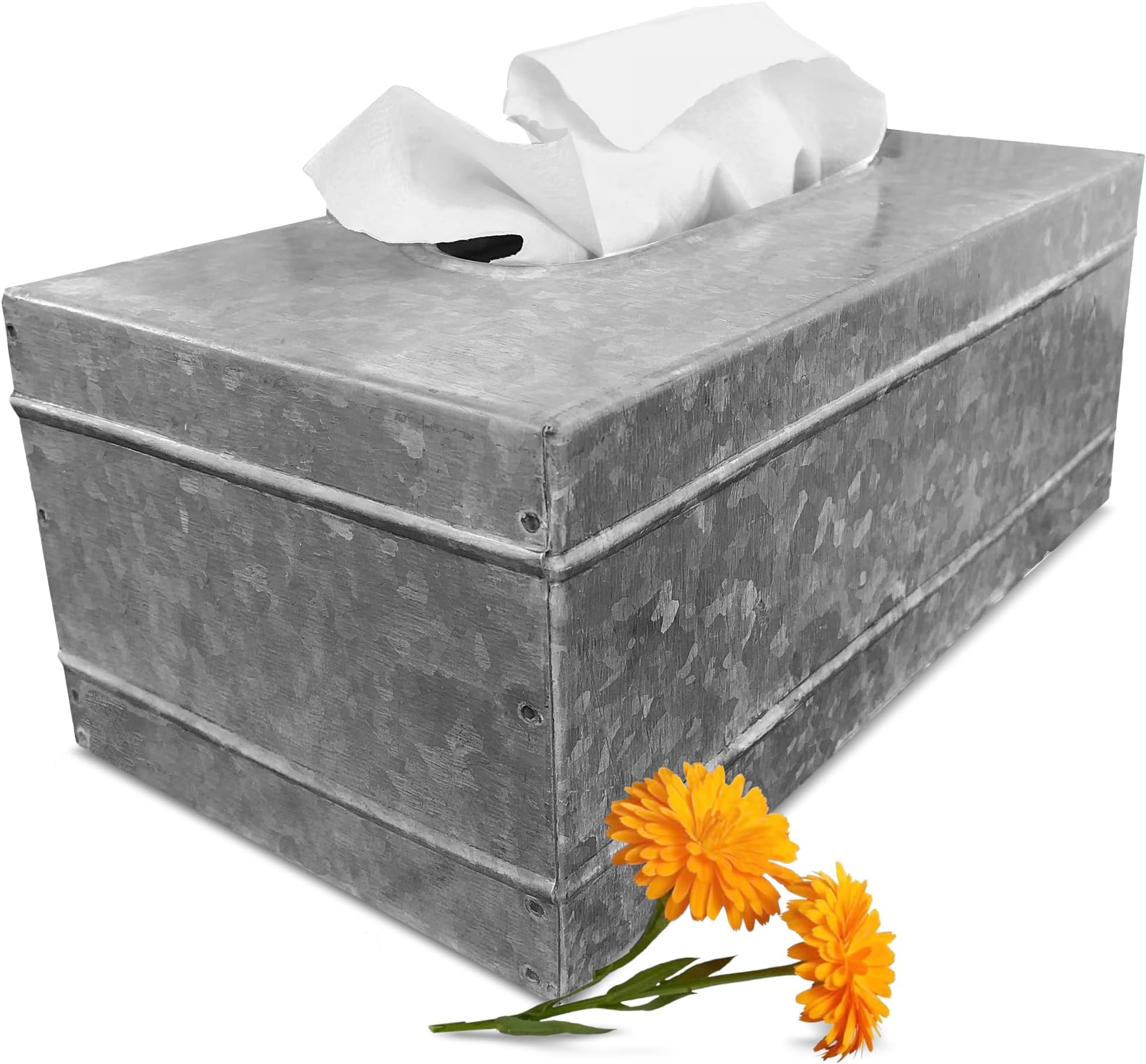 Autumn Alley Farmhouse Galvanized Tissue Box Cover – Industrial Chic Metal Tissue Box Holder – Perfect Rustic Style Decor – Corrosion and Rustproof – Easy to Refill – Versatile in Design