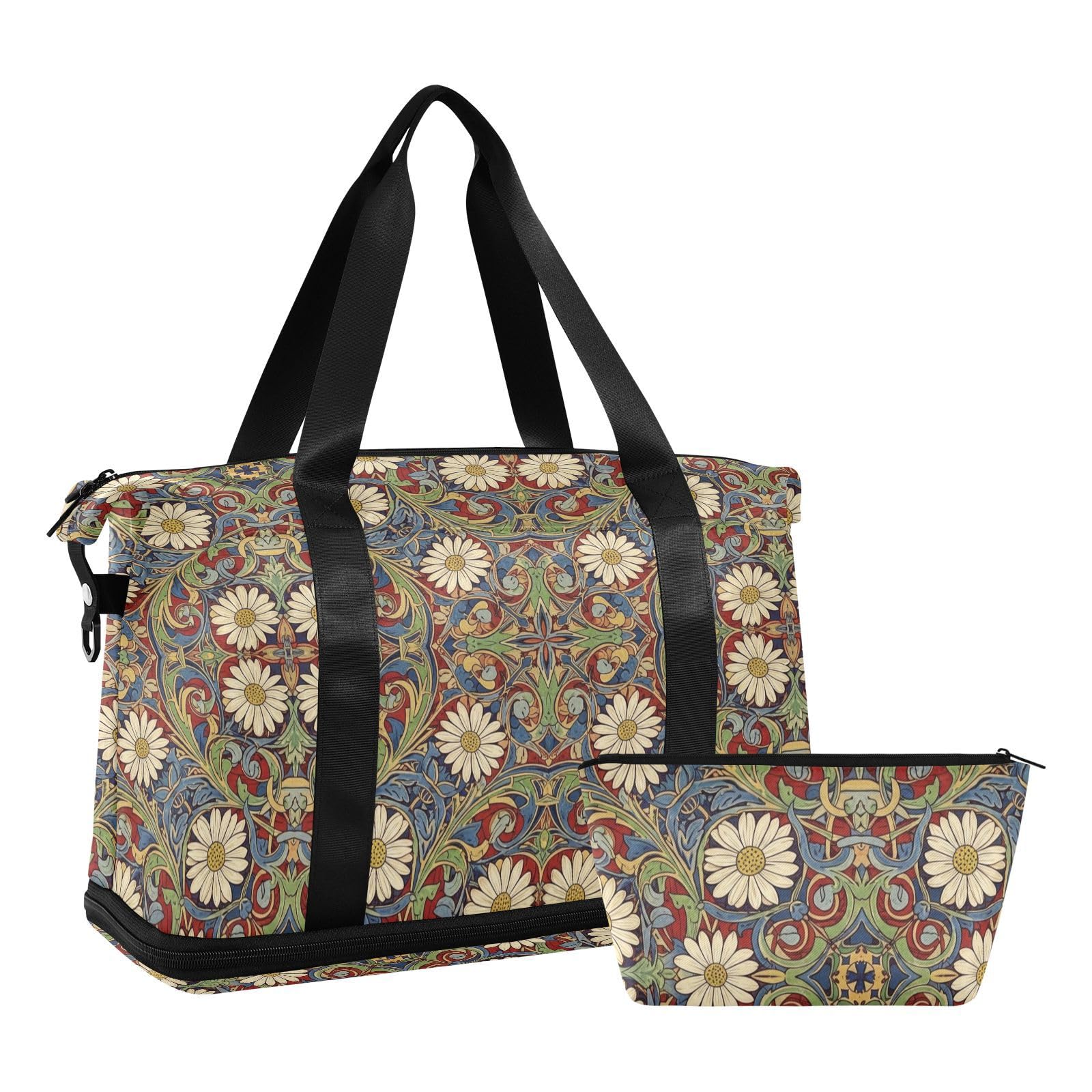 Daisy Red Blue William Morris wzór torba sportowa z mokrą kieszenią regulowany pasek sportowa siłownia torba na ramię na siłownię składana dla mężczyzn kobiet