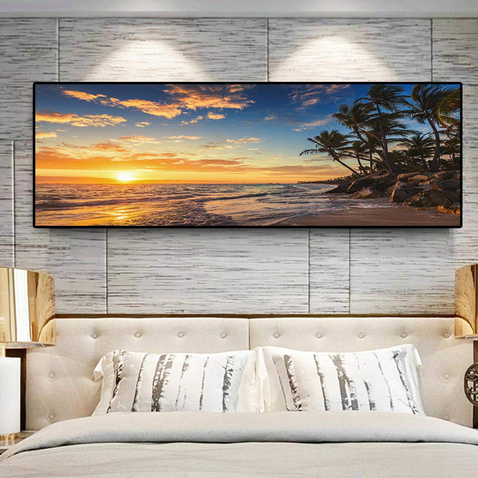 Peinture toile coucher de soleil plage cocotier dsdsgog impression d'art