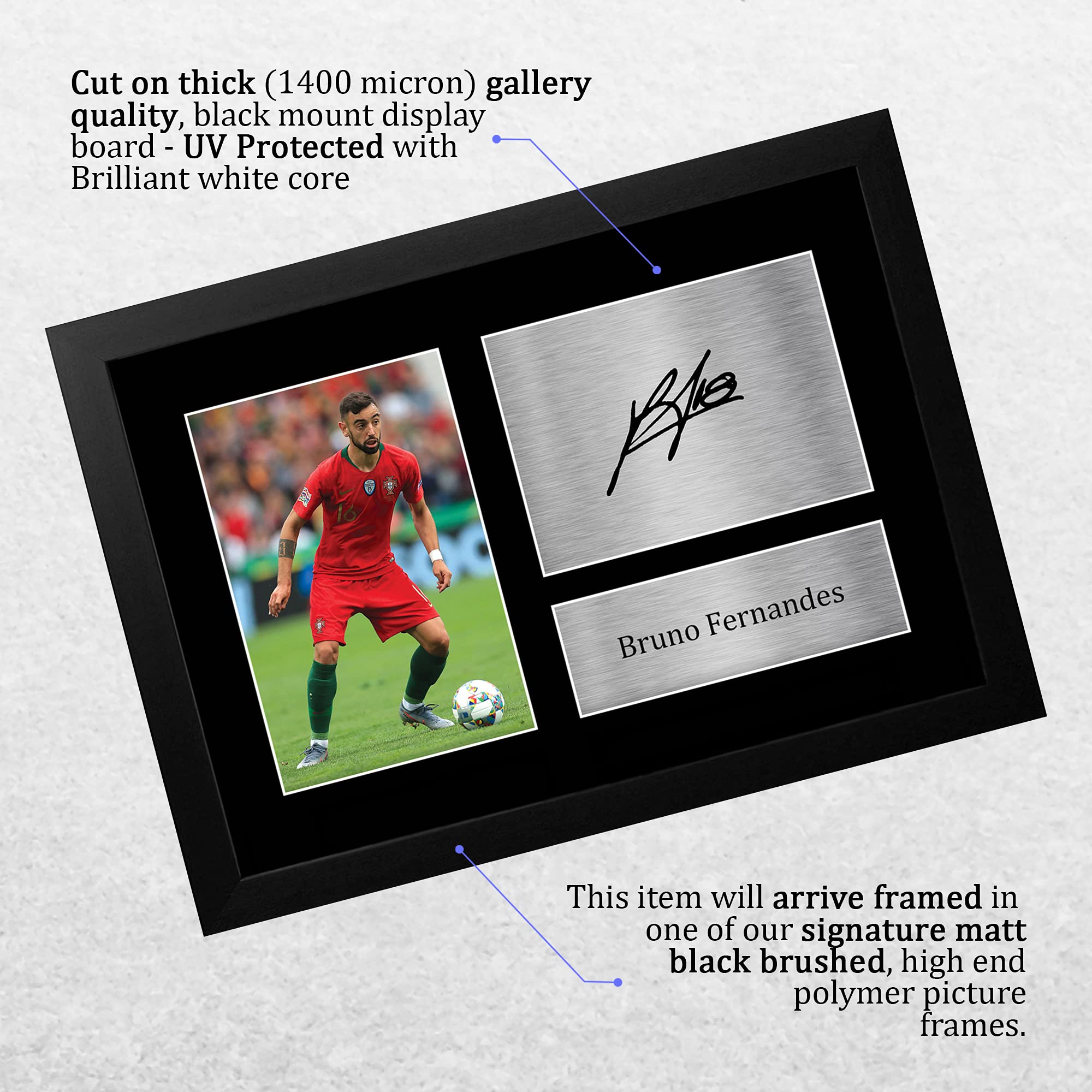 HWC Trading FR A4 Bruno Fernandes Portugal Gifts Printed Signed Autograph Picture for Fans and Supporters - A4 Framed - Image 3