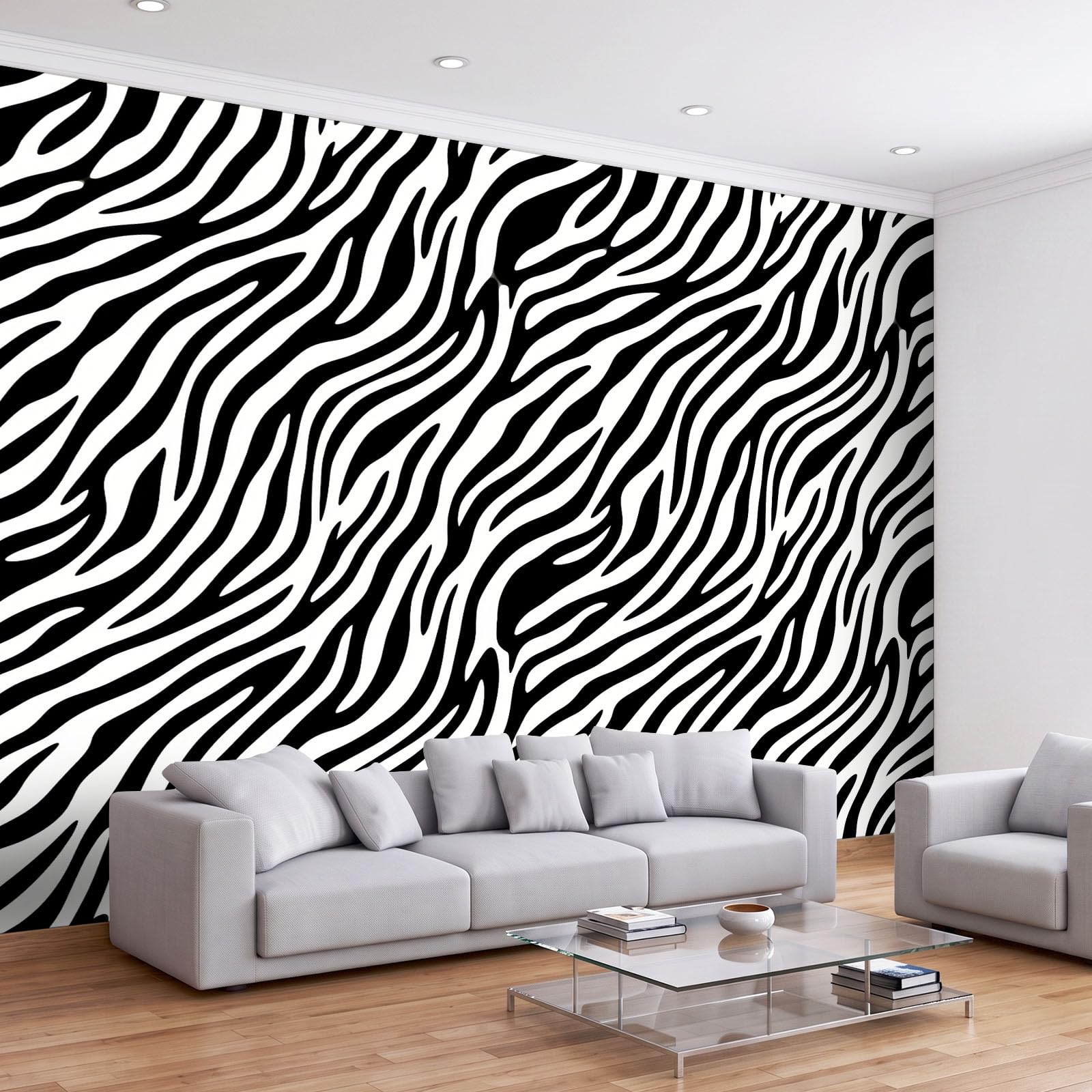 3D panoramiczna fototapeta klasyczny nadruk zebra paski 300 x 210 cm mural