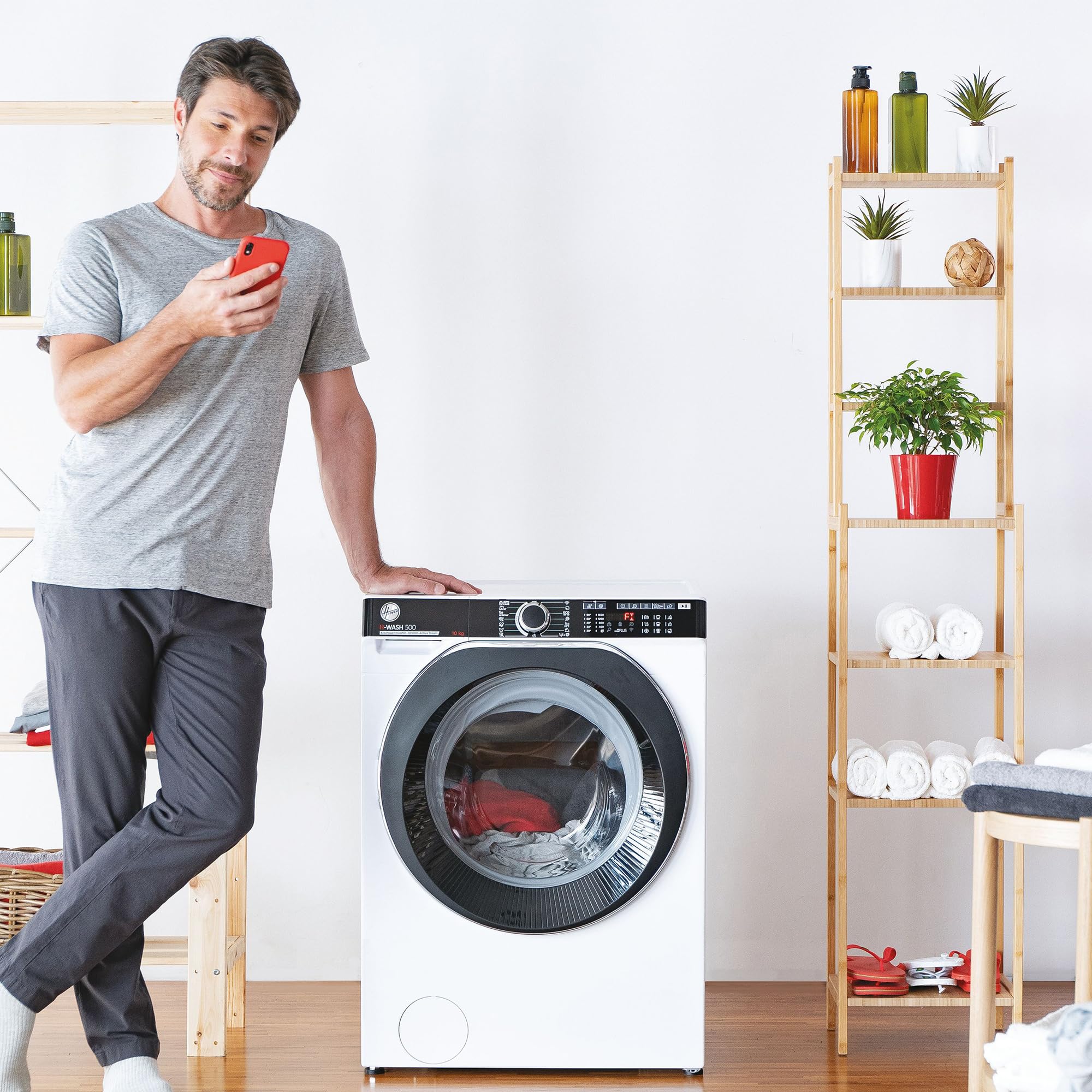 Hoover HDP4106AMBC7/1-S Waschtrockner, Active Steam, WiFi & Bluetooth, 10 kg Waschen 6 kg Trocknen, 1400 U/min, Weiß