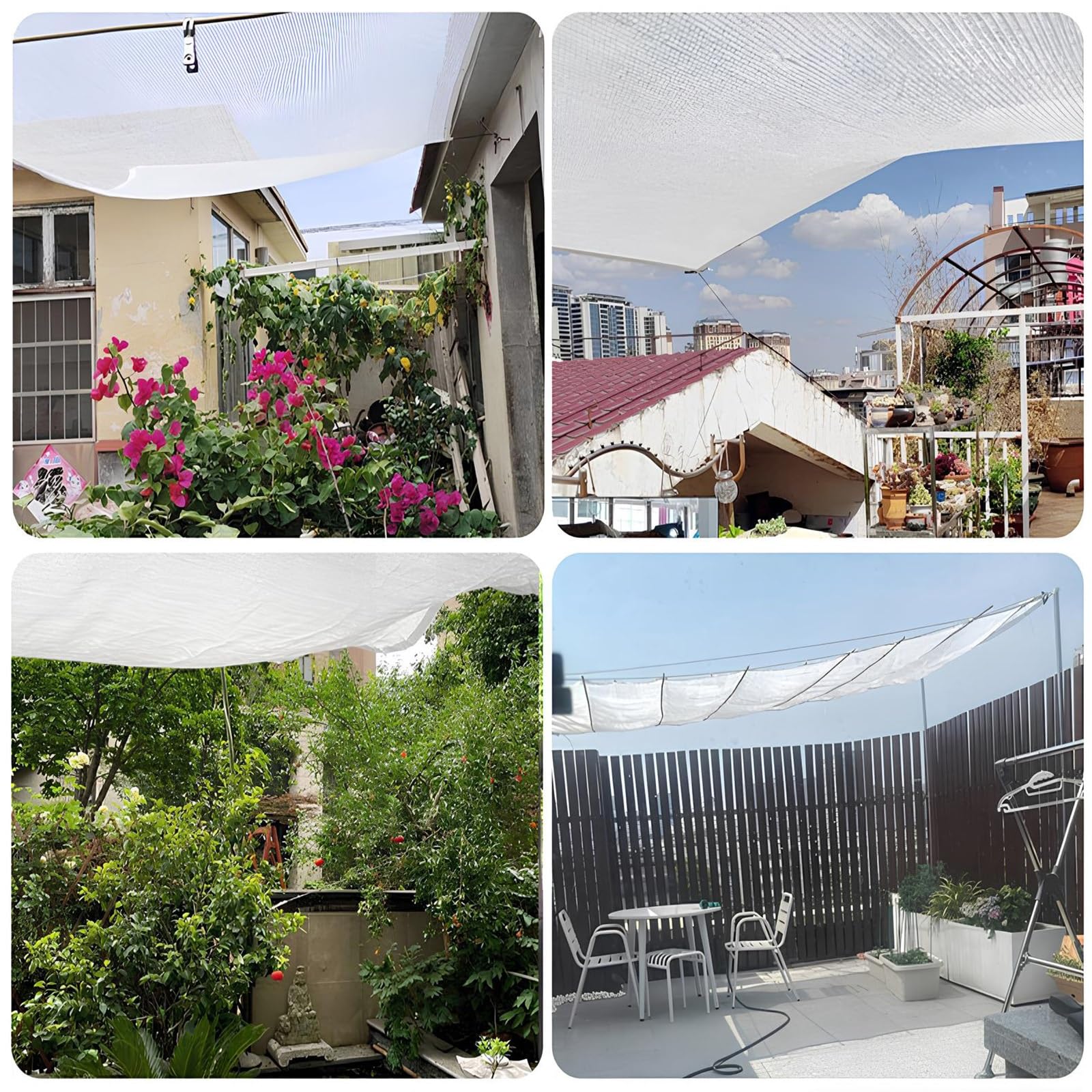 Mallas de Sombreo 50% Blanca Red de Sombra con Ojales, Transpirable Paño De Sombra Red de Protección Solar para Flores Plantas Invernadero Patio(5x6.0m/16.4x19.7FT)