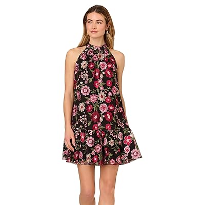 Adrianna Papell Embroidered Short Dress Women