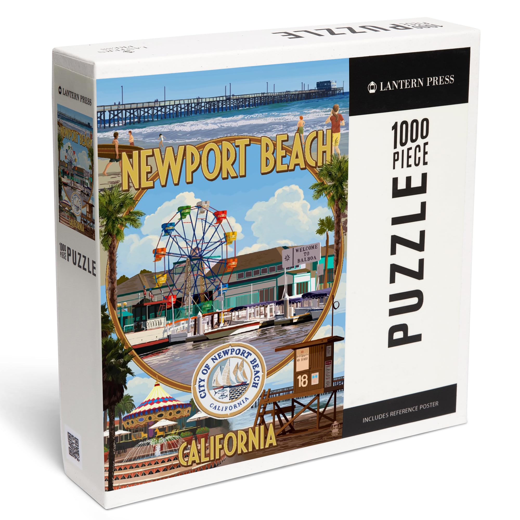 Lantern Press Newport Beach, California, Newport Beach Montage 1000 Piece Jigsaw Puzzle for Adults, Made in USA with Reference Poster