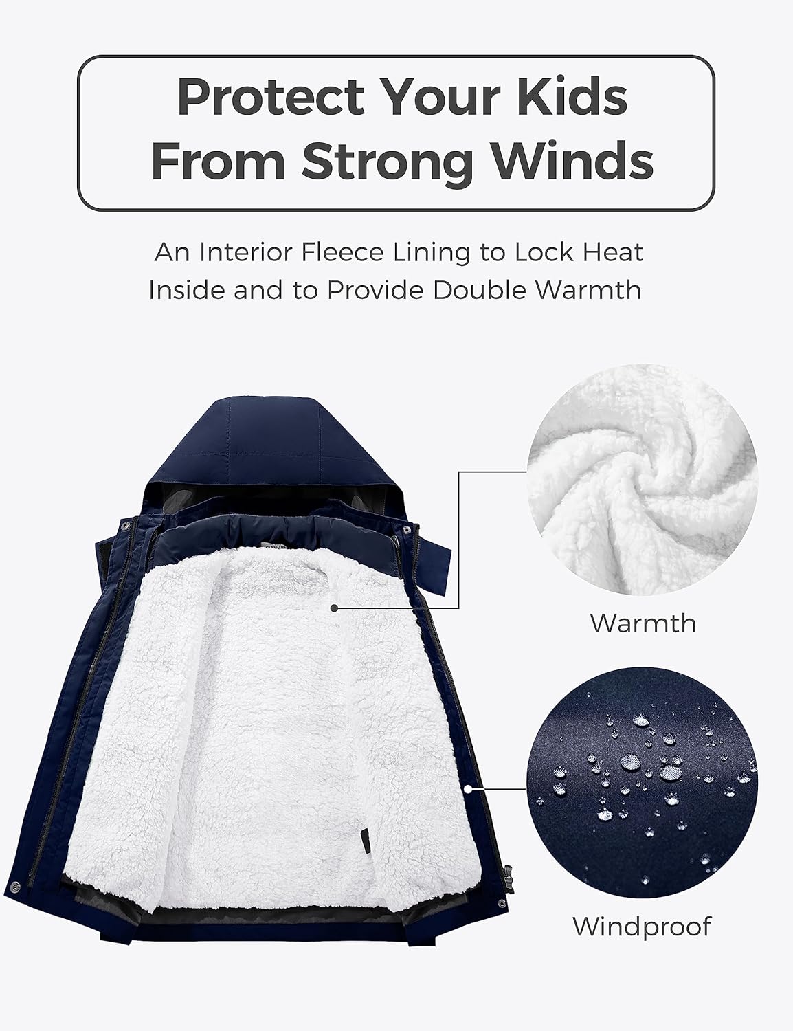 wantdo Boy's Ski Jacket Waterproof 3 in 1 Snow Coat Warm Fleece Winter Coat - Image 6