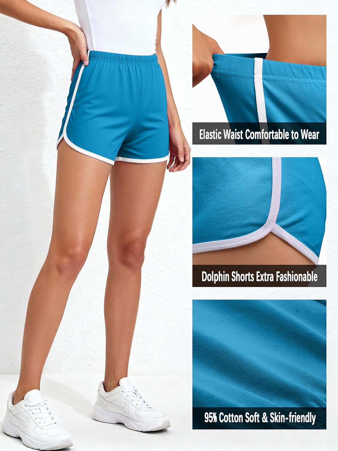 URATOT 5 Packs Soft Comfy Booty Cotton Workout Pants Breathable Lounge Dolphin Shorts Cycling Hiking Pants for Women - Image 4