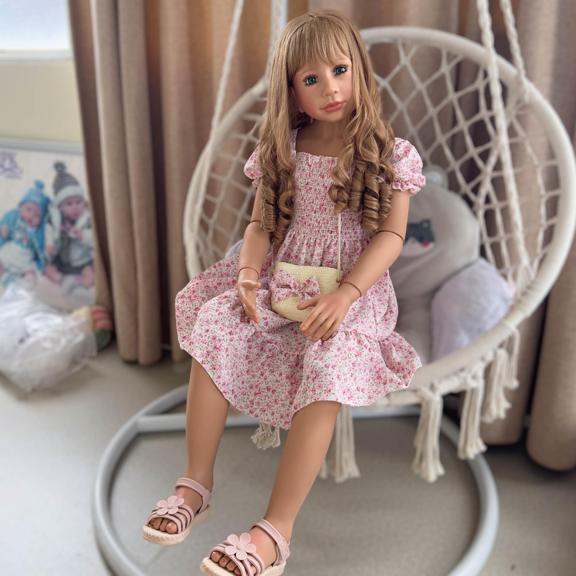 YIHANGG47inch Huge Reborn Doll 120CM Ball Jointed Doll Full Body Silicone Toddler Baby Doll Girl Princess 5-6years Old Real Baby Dress Model Child Gift