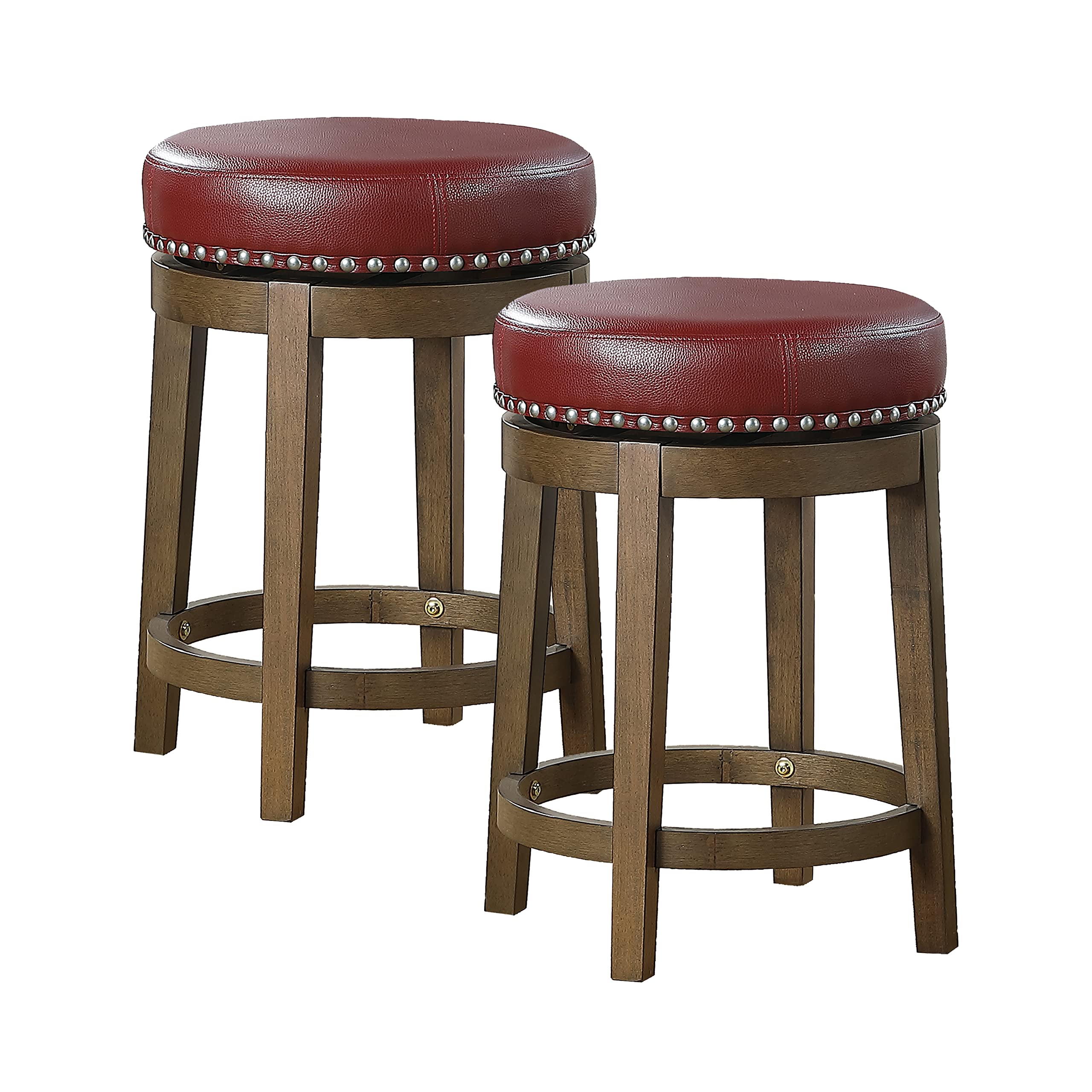 Lexicon Kenmare Round Swivel Counter Stools Set of 2 in Red