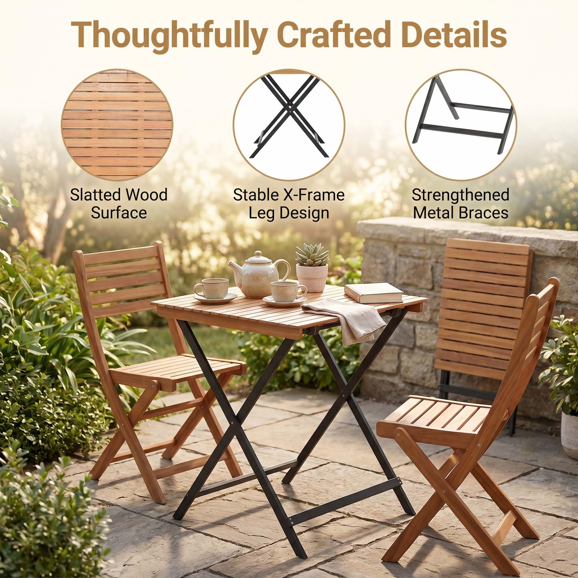 GIANTEX Table de Jardin Pliante en Bois d'Acacia