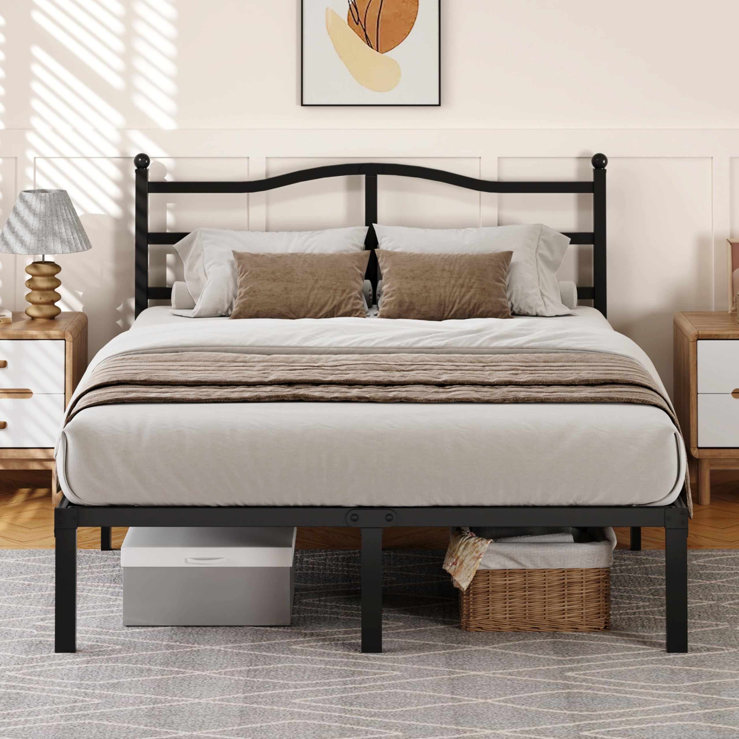 Photo 1 of ***FACTORY SEALED*** Snaye 14 Inch King Size Bed Frame with Headboard, Heavy Duty Metal Platform Bed Frame King Size Mattress Foundation with Sturdy Steel Slats, Easy Assembly Noise Free