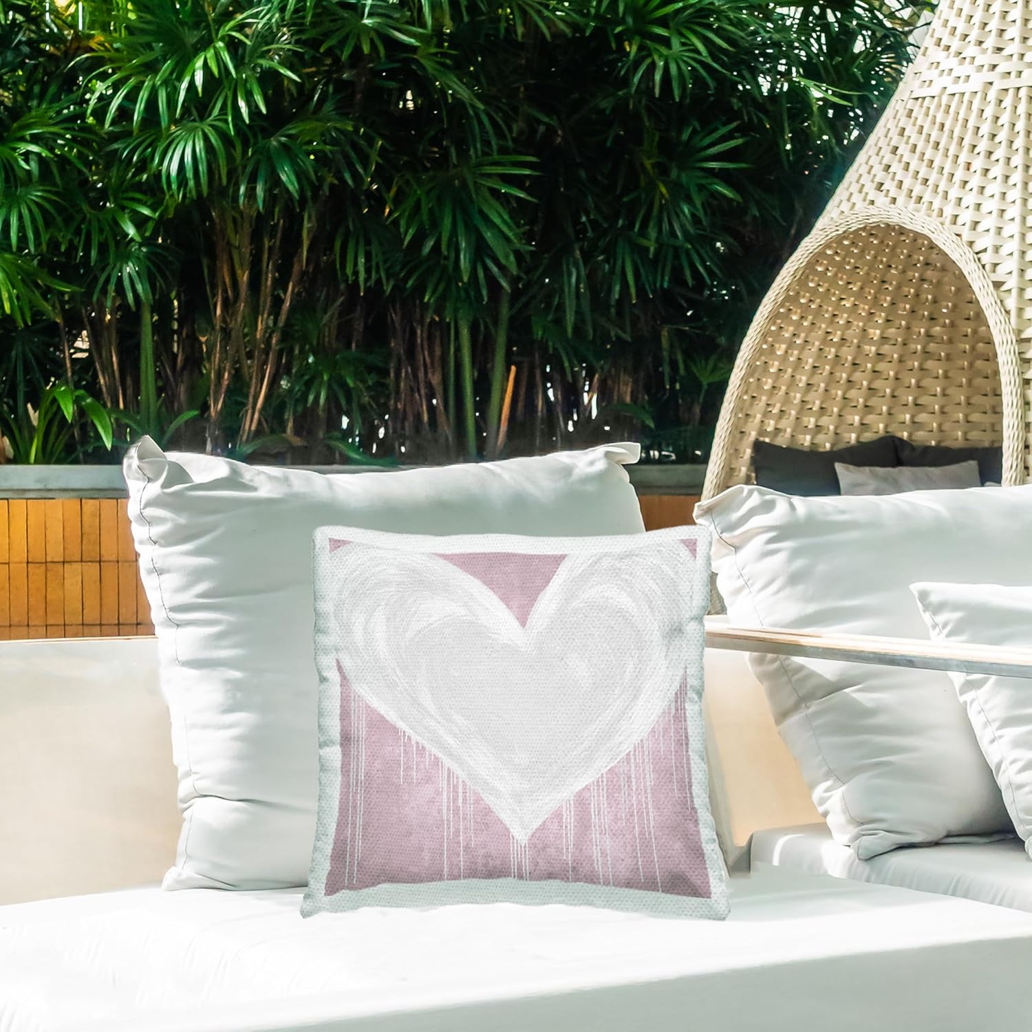 Stupell Industries Soft Pastel Pink Heart Shape Outdoor Printed Pillow, 18 x 18