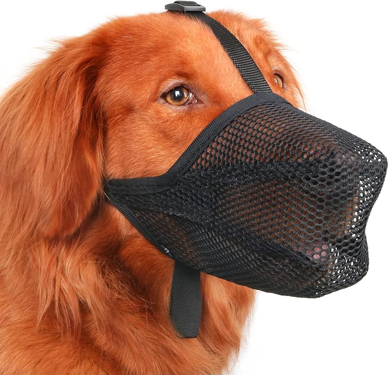 Bozal para perros, bozal de malla suave patentado para buscar basura | Negro, S | Para perros medianos pequeños que muerden, lamen y mastican, para visitas al veterinario, entrenamiento de aseo, ajustable, permite jadear y beber.