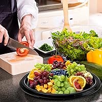 Vista 4 de Frcctre Paquete de 12 bandejas de plástico de 12 pulgadas con tapa, platos desechables de plástico para servir alimentos con tapas de cúpula