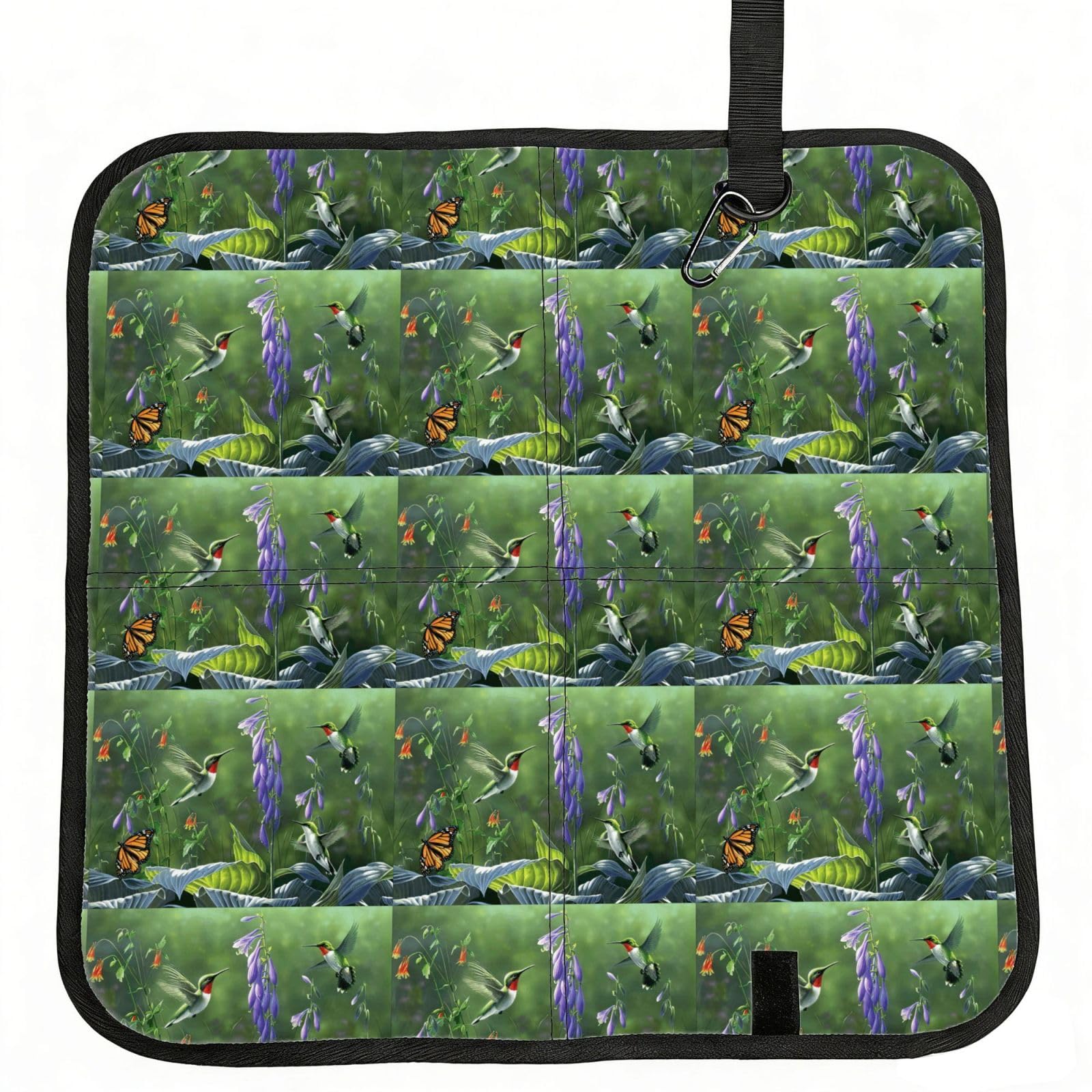 KAPPTYY Hummingbird Butterfly Printed Bleacher Seat Cushion PE Foam Filling, Foldable Sitting Pad for Concert Stadium Events