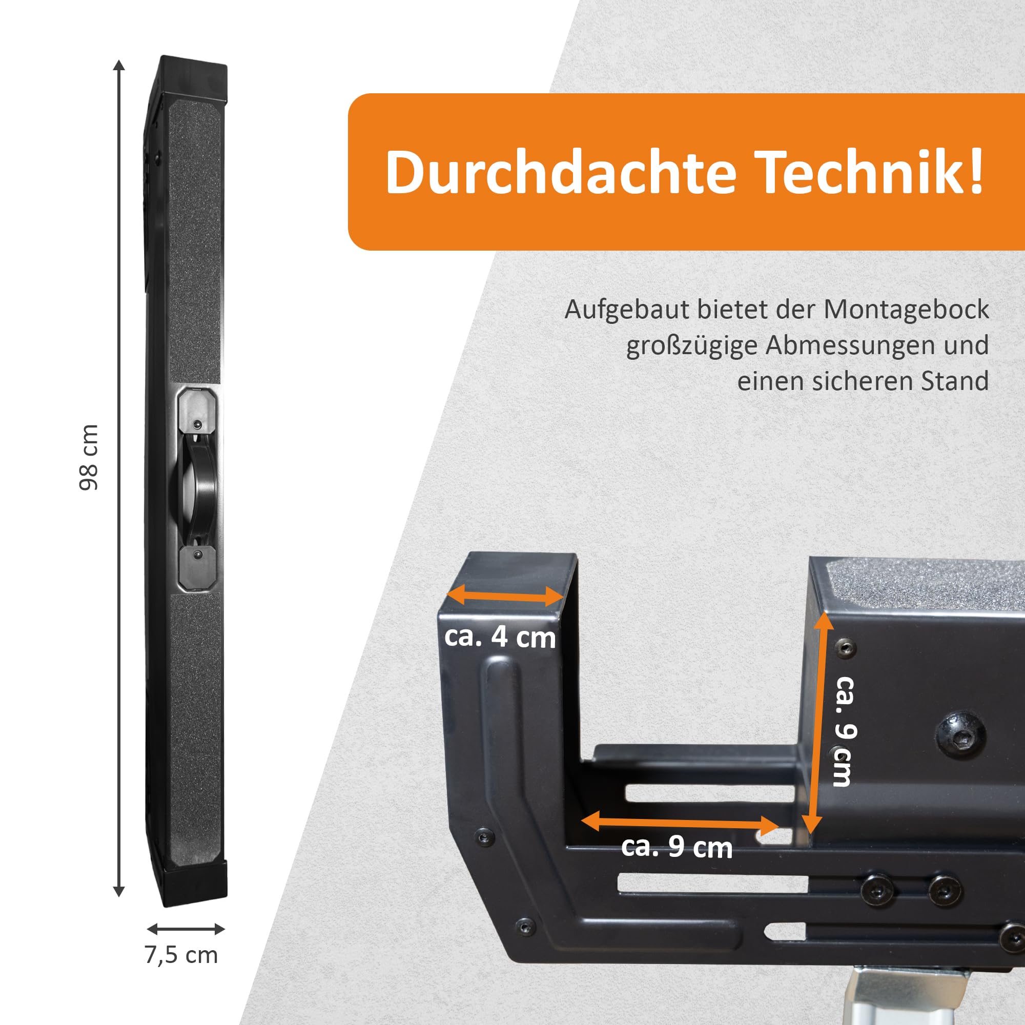 Lemodo Premium Arbeitsbock höhenverstellbar | Klappbock 2er Set | Montagebock mit 590 kg Tragkraft | Unterstellbock mit verstellbaren Halterungen an der Seite