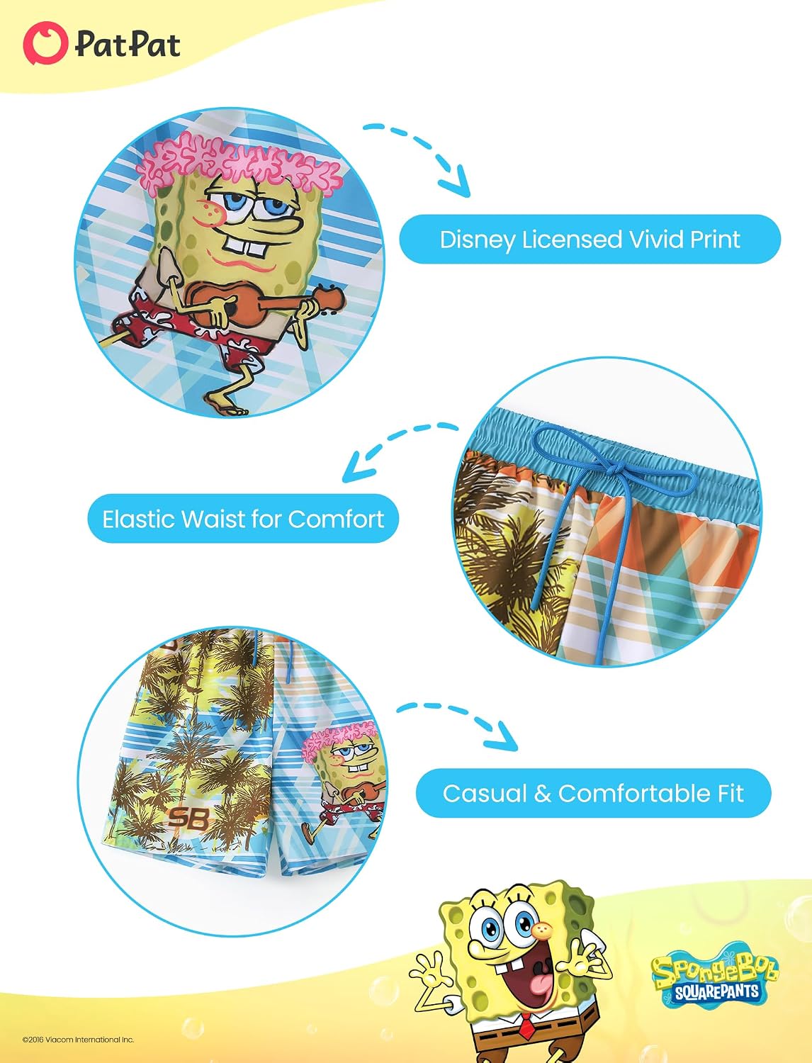 SPONGEBOB SQUAREPANTS Family Matching Swimwear Set, UPF 50+ Quick-Dry Beachwear for Girls，Boys,Women & Men, Multicolor