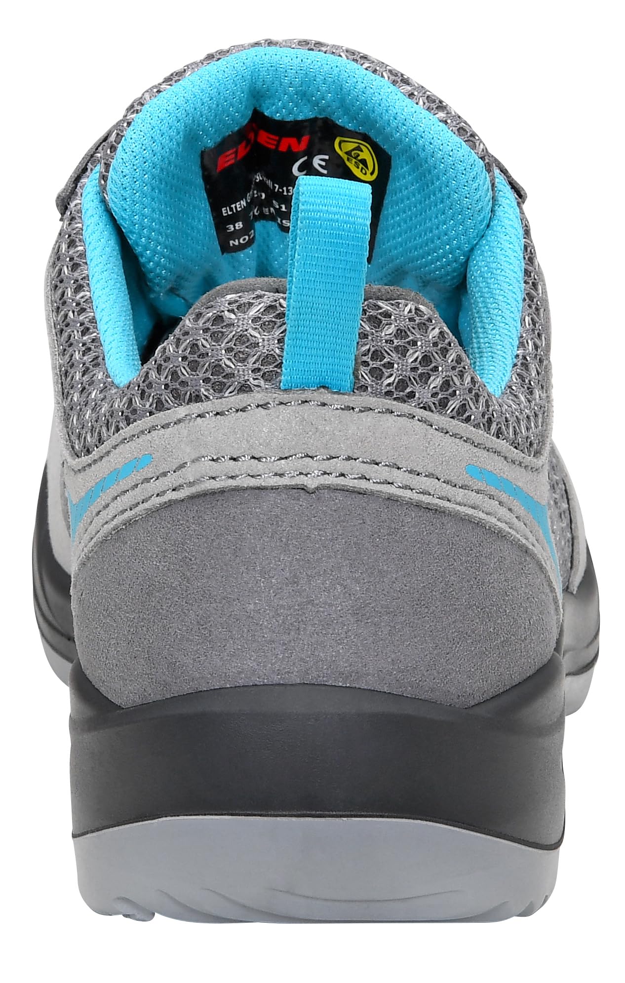 ELTEN Sicherheitsschuhe MILA aqua Low ESD S1, Damen, Textil, Stahlkappe, leicht, sportlich, Grau/Türkis, Größe: 38