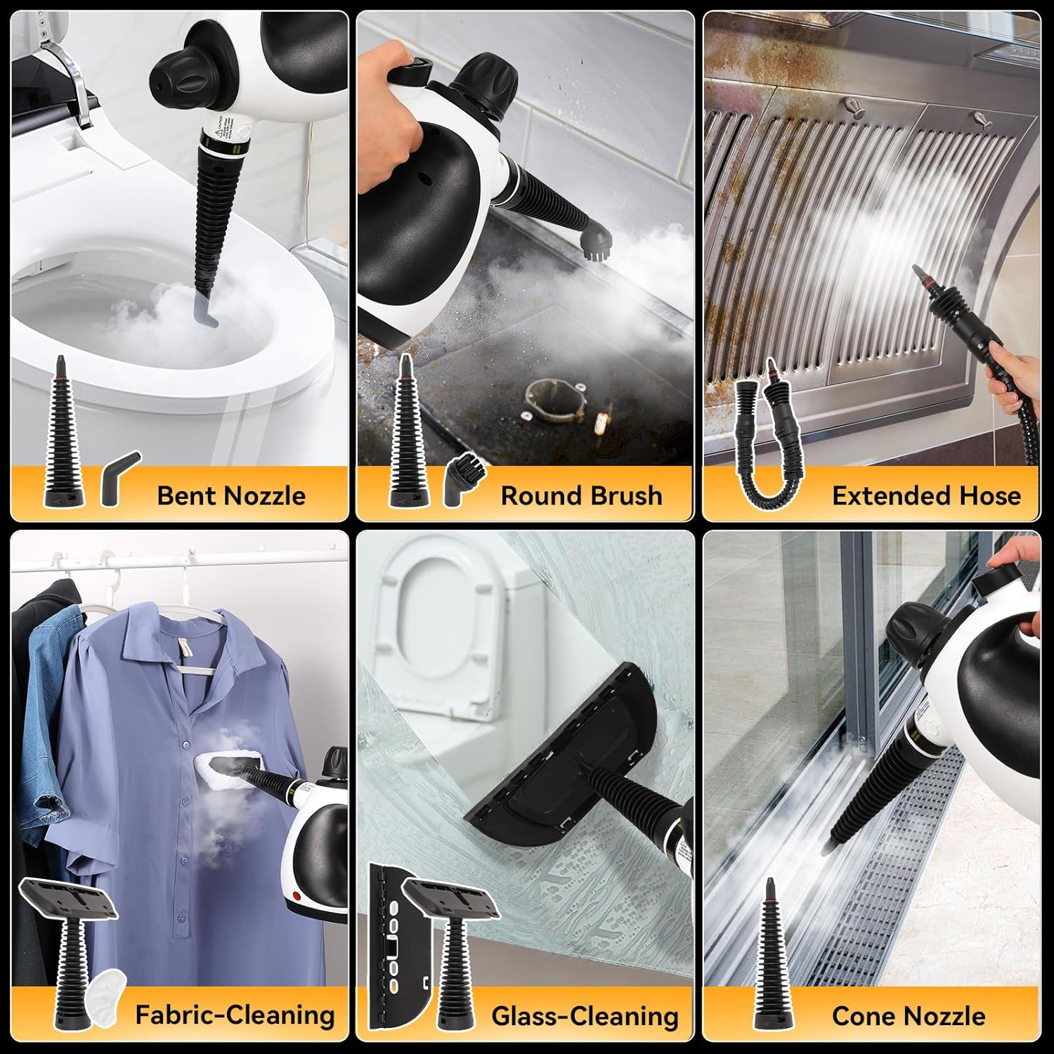 Pressurized Handheld Steam Cleaner for Home with 12 pcs Accessories, Multi-Surface Natural Steamer for Effective Cleaning, Fast Heating for Cleaning Home, Furniture, Car, Grout, Window - Image 4