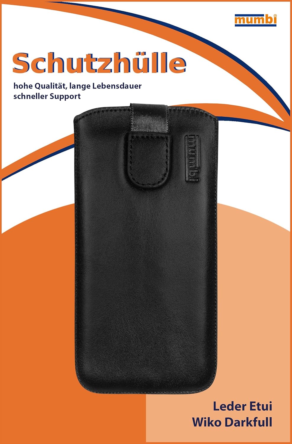 mumbi Genuine Leather Case Compatible with Wiko Darkfull with Flap and Pull-Up Strap Black