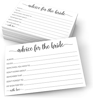 321Done Advice for the Bride, 4x6 White (50 Cards) Made in USA, Fun Bridal Shower Game, Keepsake, Guestbook Alternative, Thick Luxury Card Stock with Modern Stylish Calligraphy Script Design