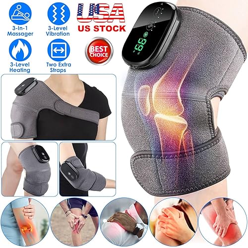 Miniatura 2 de iMounTEK Masajeador de rodilla 3 en 1, almohadillas térmicas de hombro, coderas con 3 niveles de vibración y modos de calefacción para aliviar el
