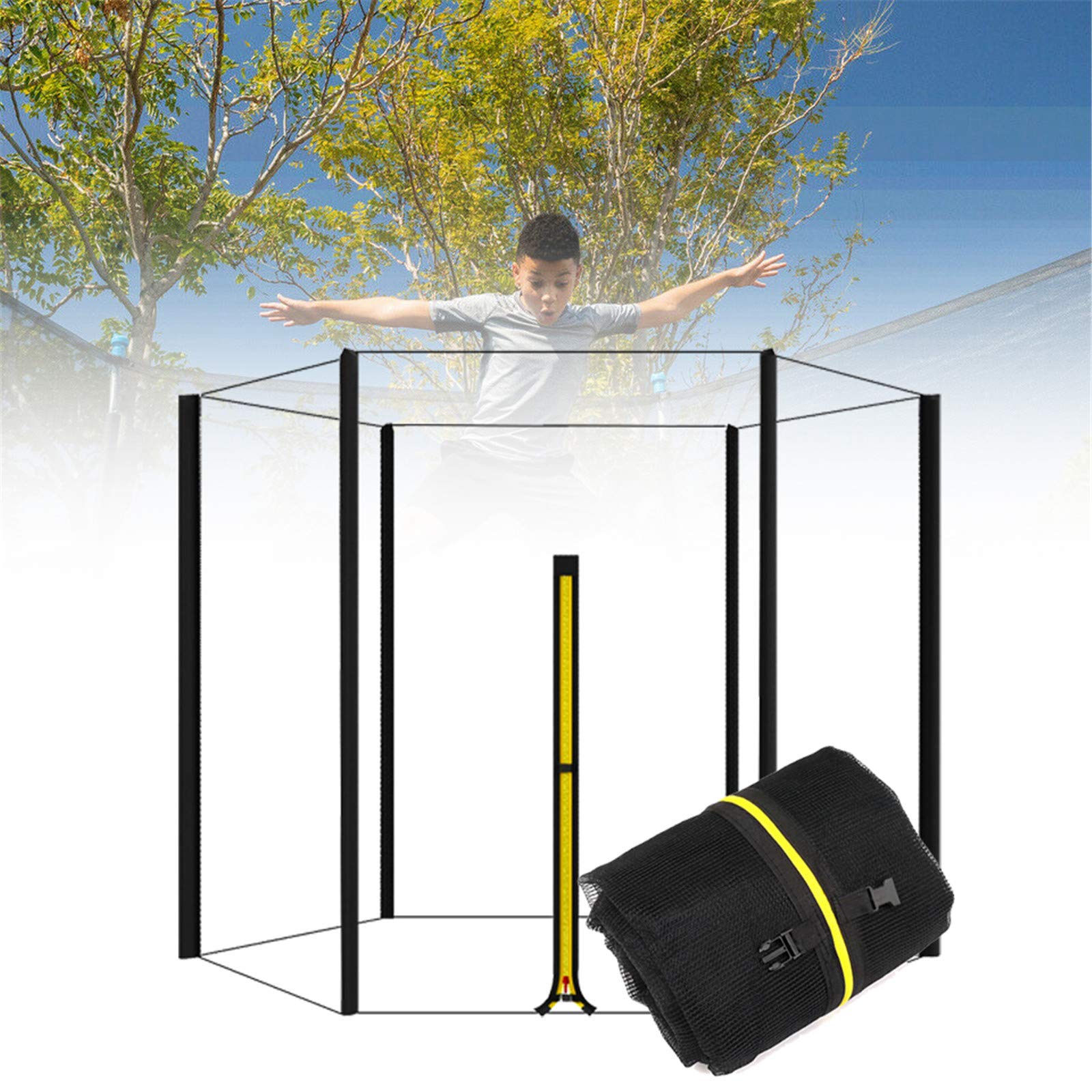Filet De Sécurité Pour Trampoline - Diamètres 150 à 488 Cm, 6/8/12 Barres - Remplacement En Tissu PP Résistant