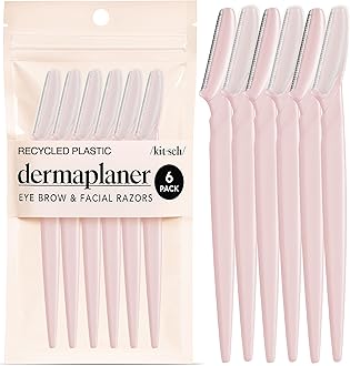 Kitsch Dermaplane Razor for Women Face – Face Razors for Women & Men, Eyebrow Trimmer & Face Shaver – Exfoliating Facial Razor & Skin Care Tool for Smoother Skin - Blush, 6 pcs