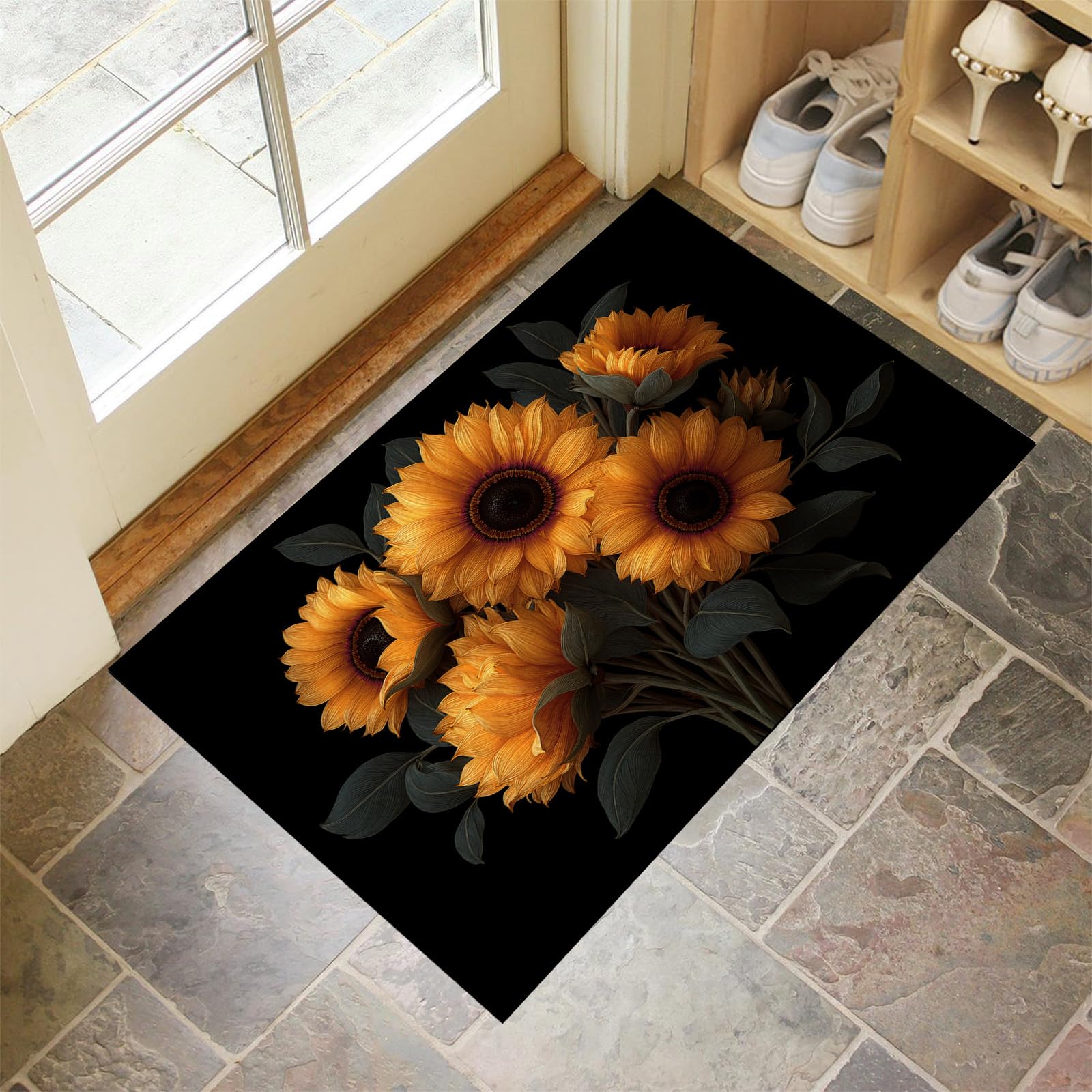 Alfombra amarilla GDJSMIN 50x80 cm lavable antideslizante para entrada y cocina de pelo corto