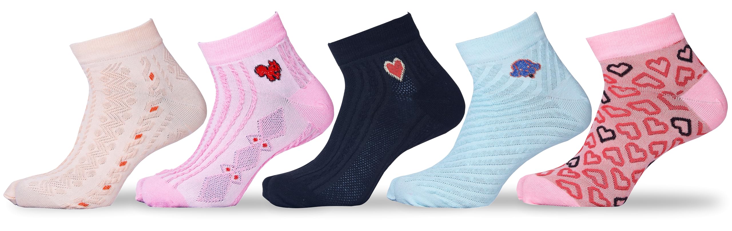 rc. royal class Women's Ankle Self Design Premium Cotton Multicolored Thumb Socks (Pack of 5 Pairs)-picture-2