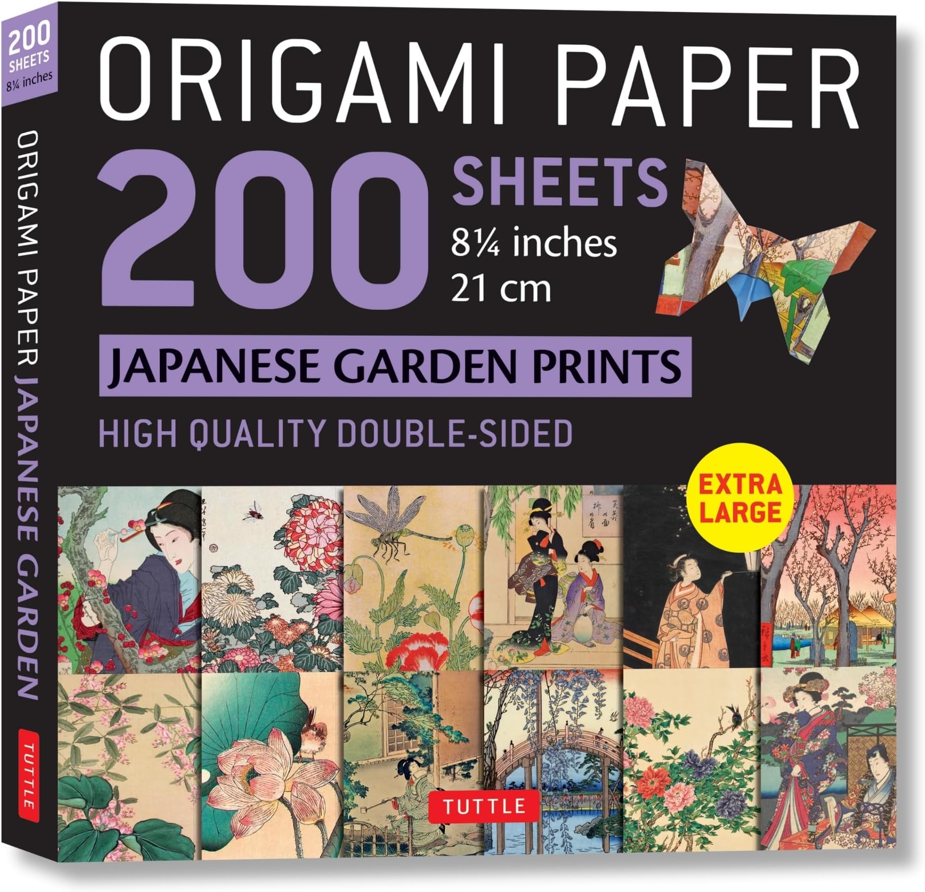 Origami Paper 200 sheets Japanese Garden Prints 8 1/4" 21cm: Double Sided Origami Sheets With 12 Different Prints (Instructions for 6 Projects Included)