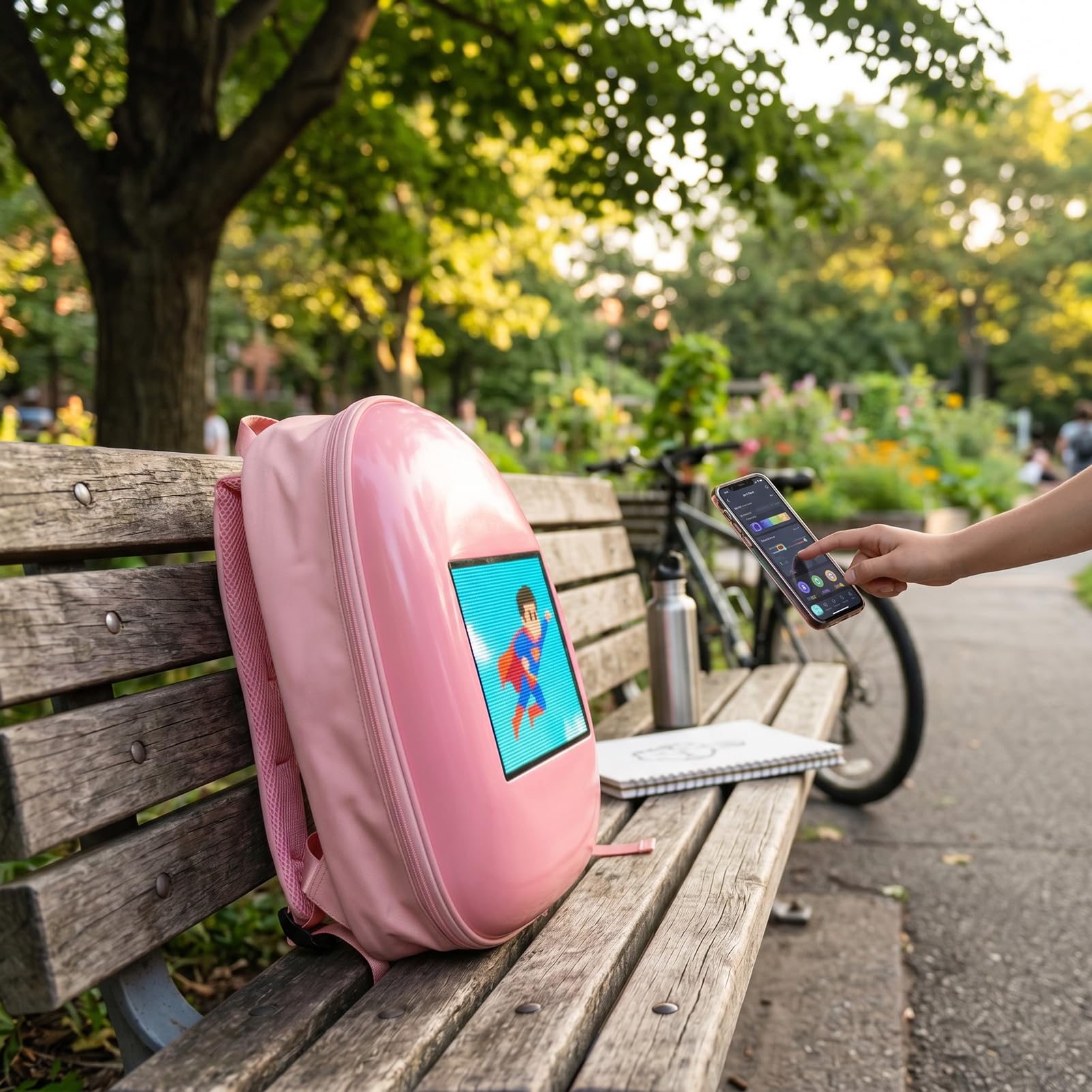 APP Control LED Backpack z Pełnokolorowym Programowalnym Ekranem | Wyświetlacz tekstu obrazu animacji GIF, wodoodporna lekka torba bagażowa dla studentów, profesjonalistów, na imprezy,