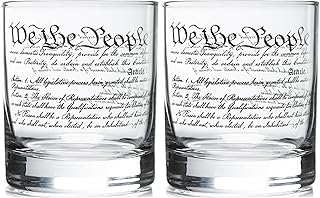 Rogue River Tactical USA Constitution Preamble Patriotic Veteran Old Fashioned Glass Gift For Patriot (Pack of 2)