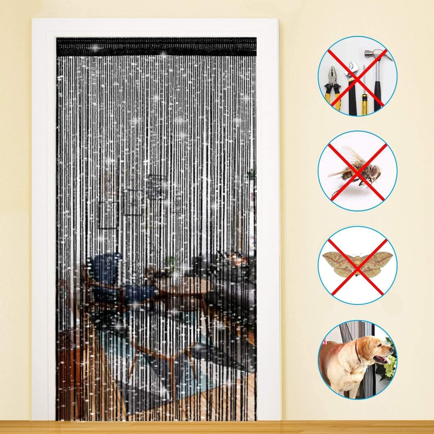 Timere Door String Curtain Tassel Curtain - Partition Door Curtain String Curtain Door Screen Panel Home Decor Window Divider Tassel Screen 90x200cm