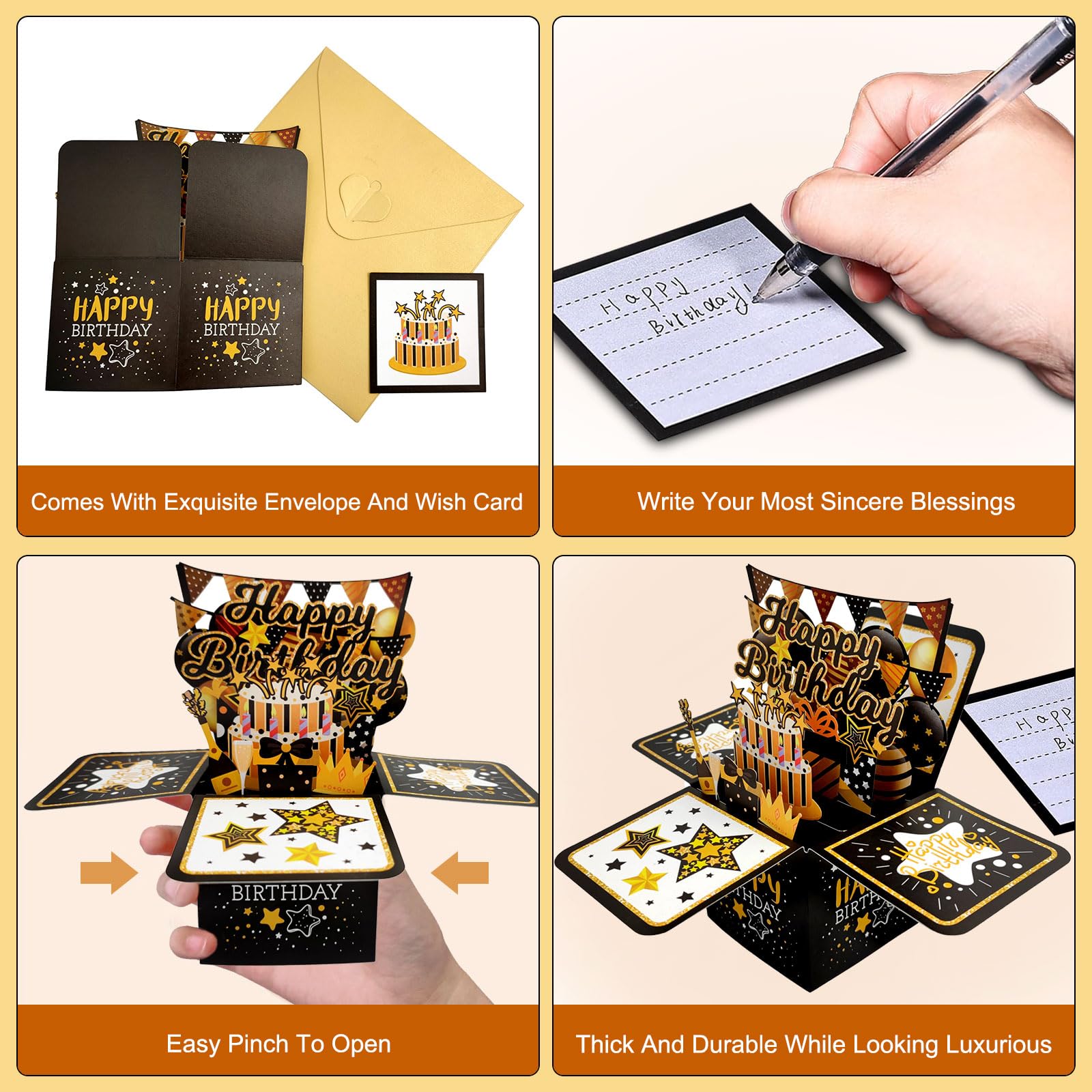 Lasuroa Carte D'anniversaire Pop-up En 3D Avec Enveloppe Pour Femme