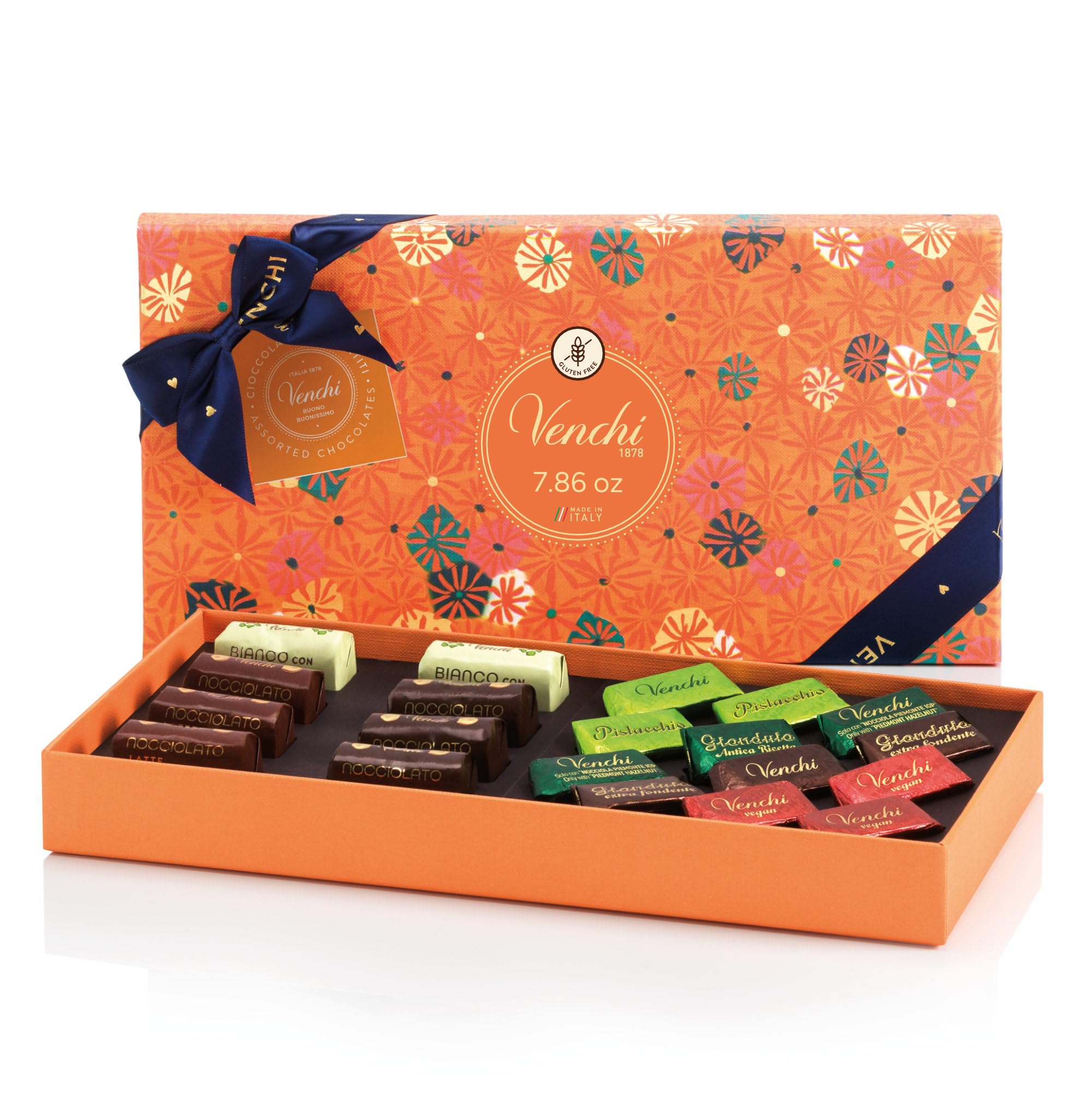 Venchi - Murrine Collection - Gift Box with Assorted Ingot & Gianduiotto Chocolates - Milk, Extra Dark, Gianduja, White Salted, 7.86 oz - Gift Idea for Birthday and Anniversary - Gluten Free
