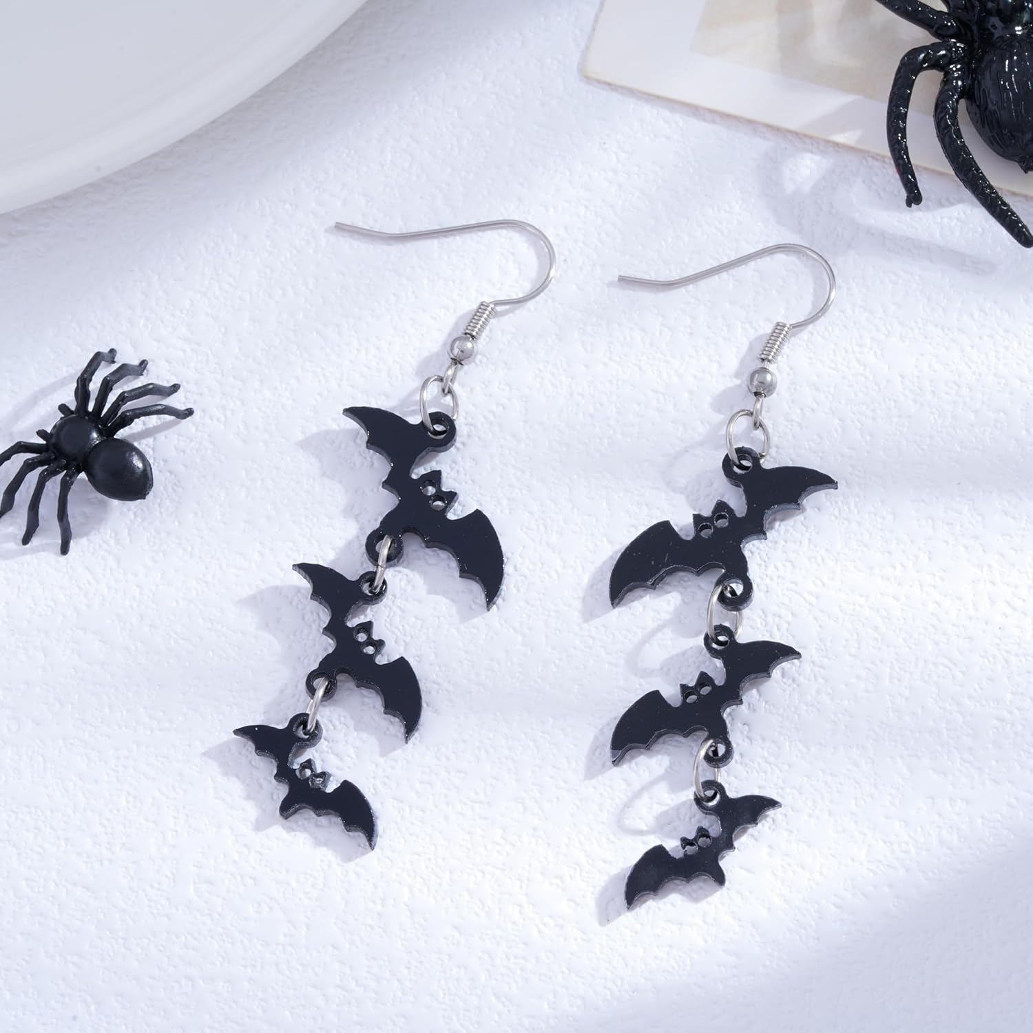 Acrylic Halloween Earrings Black Bat Drop Dangle Earrings for Women Fun Cute Spooky Halloween Holiday Costume Jewelry Gifts - Image 7
